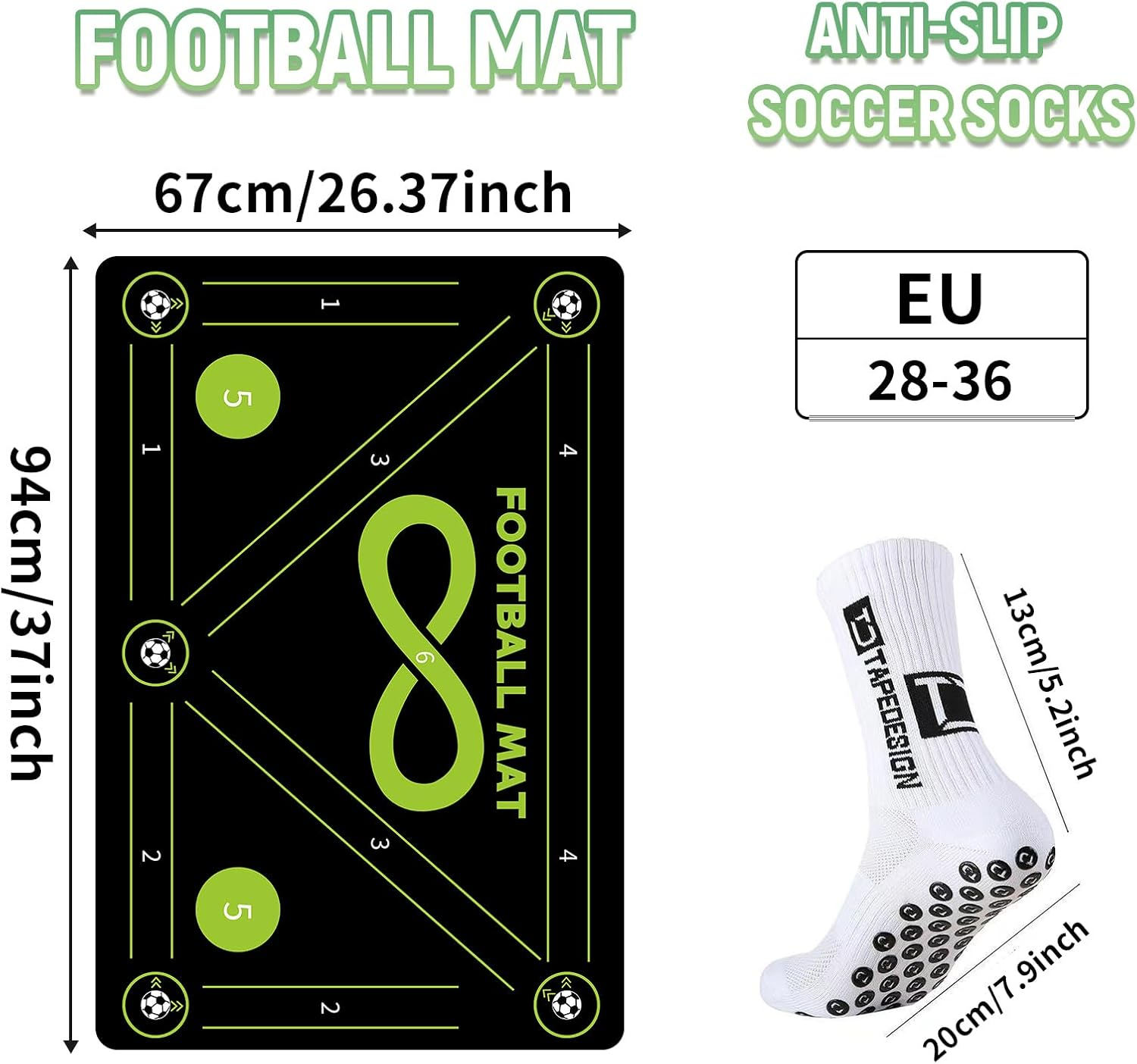 Soccer Training Mat, Soccer Footwork Training Equipment Mat for All Ages Improve Speed and Coordination, Anti-Slip Silent, Video and Dynamic Manuals Included, Football Footstep Training Mat for Kids image number 4