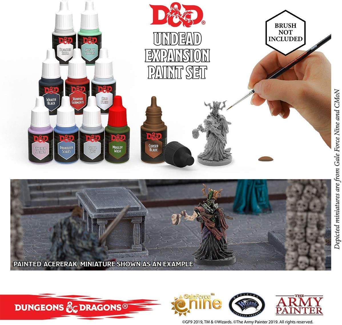 The Army Painter D&D: Undead Paint Set - Nolzur'S Marvelous Pigments Miniature Painting Kit with Acererak Miniature, Various, 11 Piece Set, GF975005 image number 4