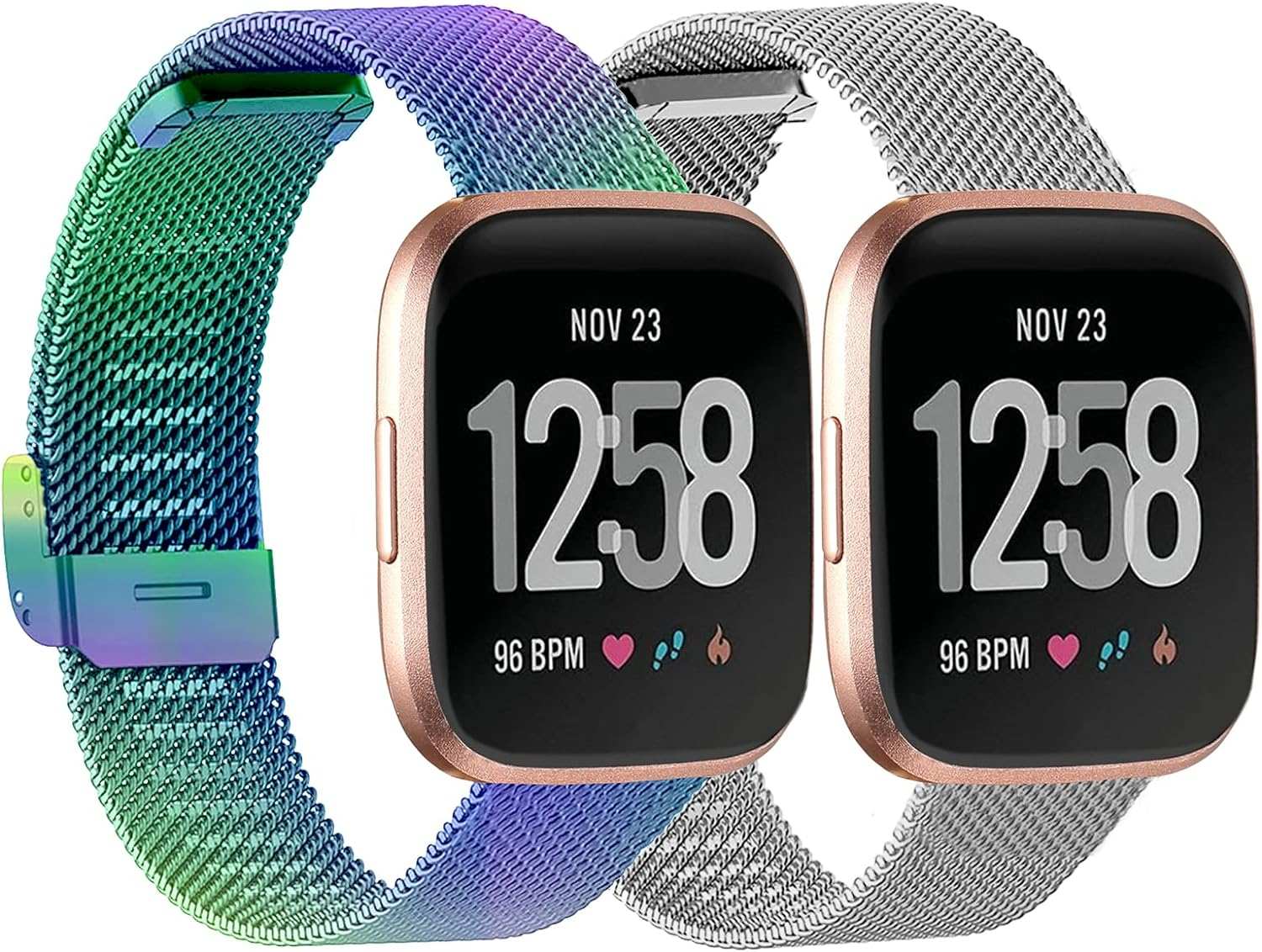 2-Pack Metal Bands for Fitbit Versa 2/ Versa Lite/Fitbit Versa Se/Versa Band, Stainless Steel Strap Bands for Versa 2 Bands Women Men Women Men image number 3