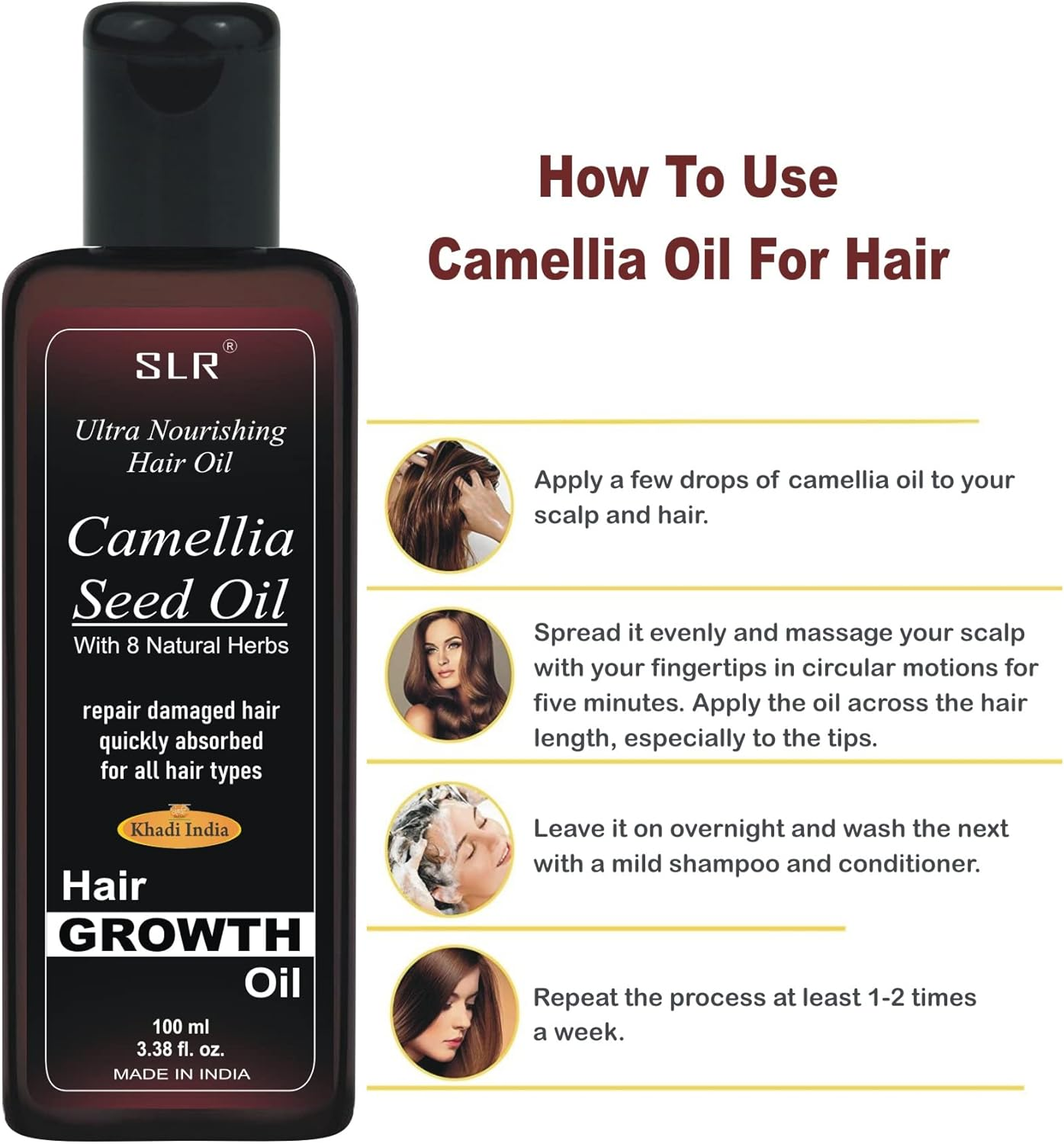 SLR Khadi Camellia Ultra Nourishing Hair Growth Oil - Blend with Natural Herbs 100 Ml image number 3