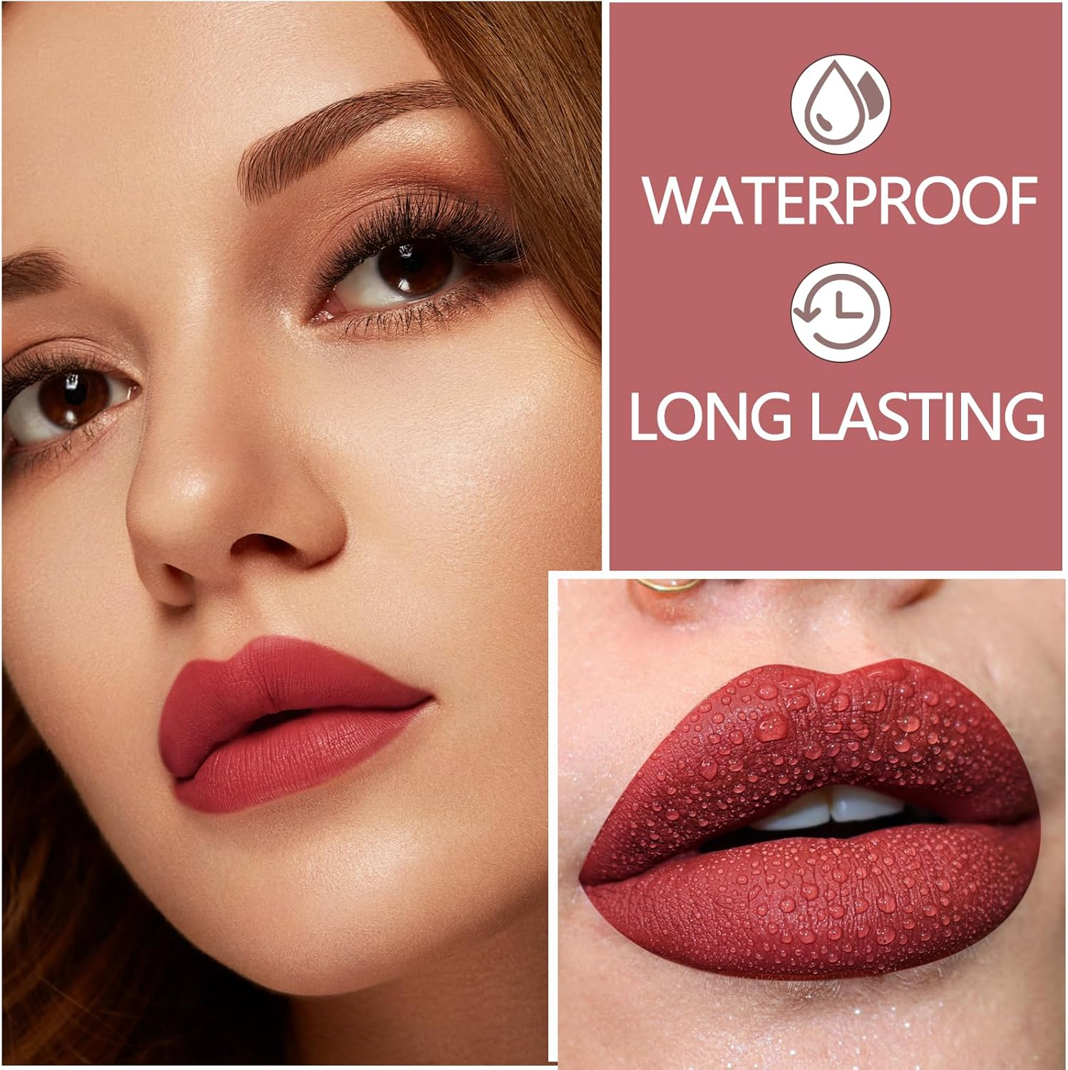 Matte Lip Liner Pencil,Highly Pigmented Retractable Lip Crayon,All Day Wear Nude Lipstick with Sharpener,Waterproof Brown Lipliner image number 5