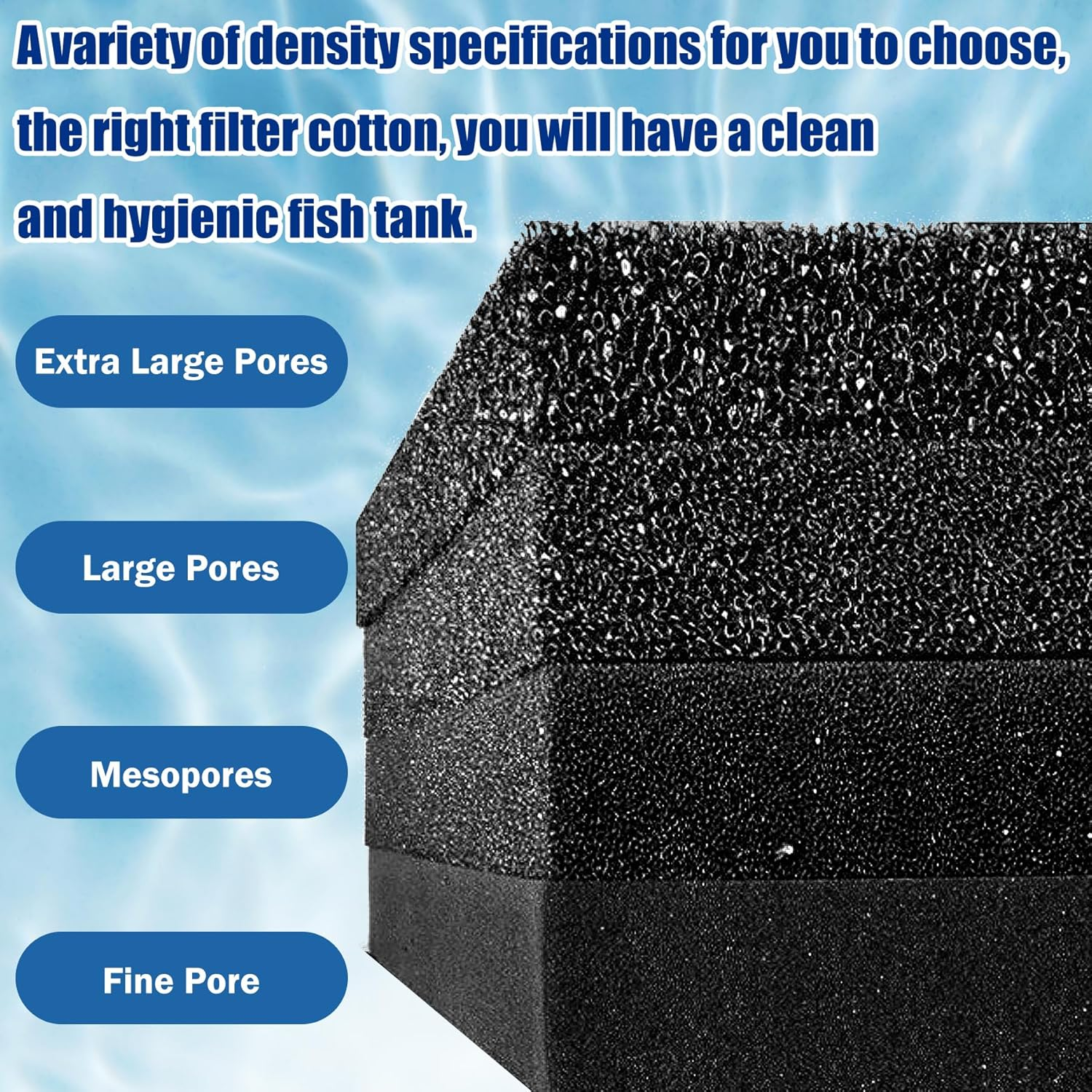 EKIND 1 Piece Aquarium Filter Foam Pad, Cut-To-Size Black Bio Sponge Filter Media Pad for Fish Tank, Durable, High-Efficiency Water Purification（Large Pores, 7.87" X 7.87" X 0.78"） image number 2
