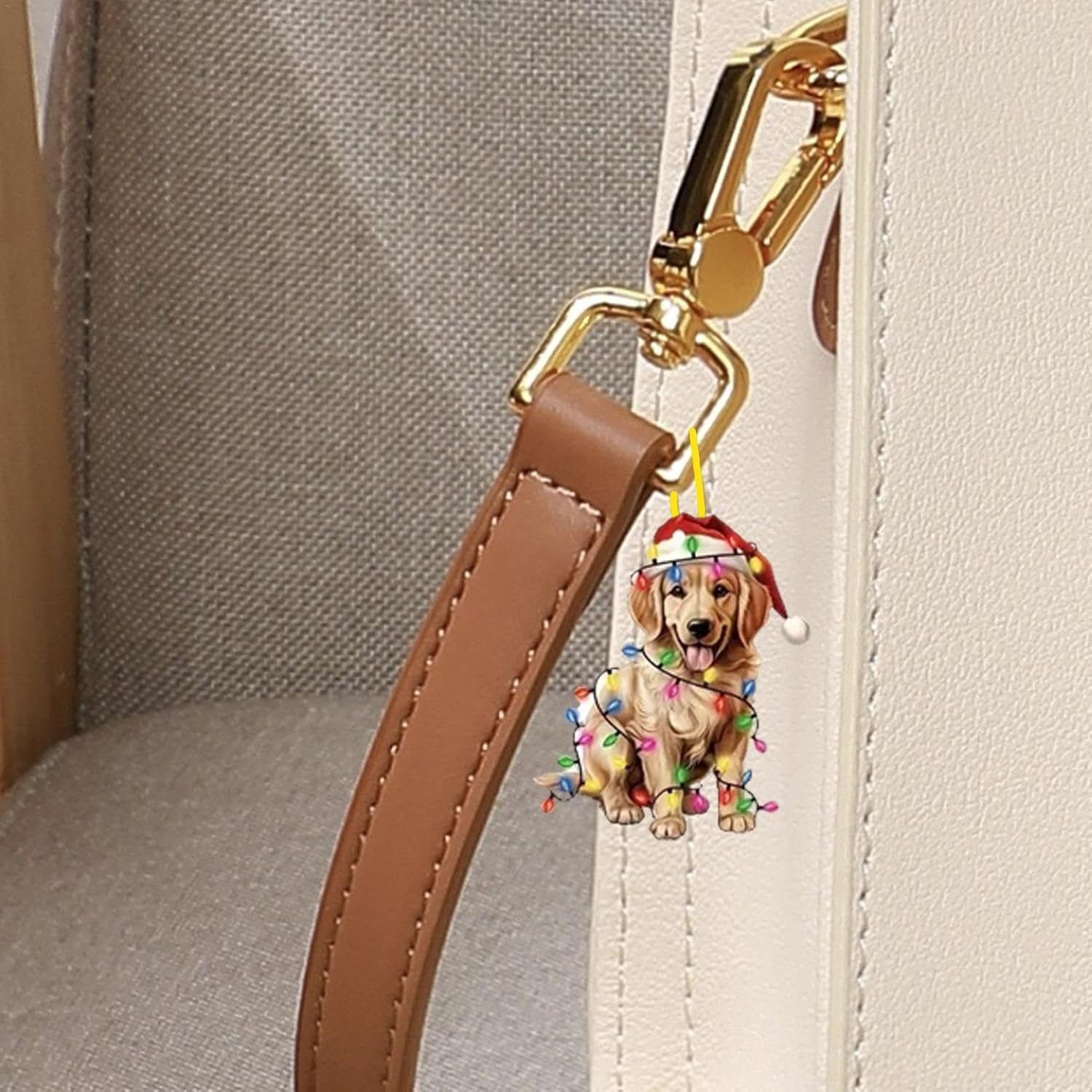 Christmas Tree Acrylic Ornament,6X Holiday Decoration Christmas Hat Dog Pendant 2D Acrylic - Christmas Tree Puppy Ornaments for Walls, Christmas Trees, Car, Backpacks image number 1