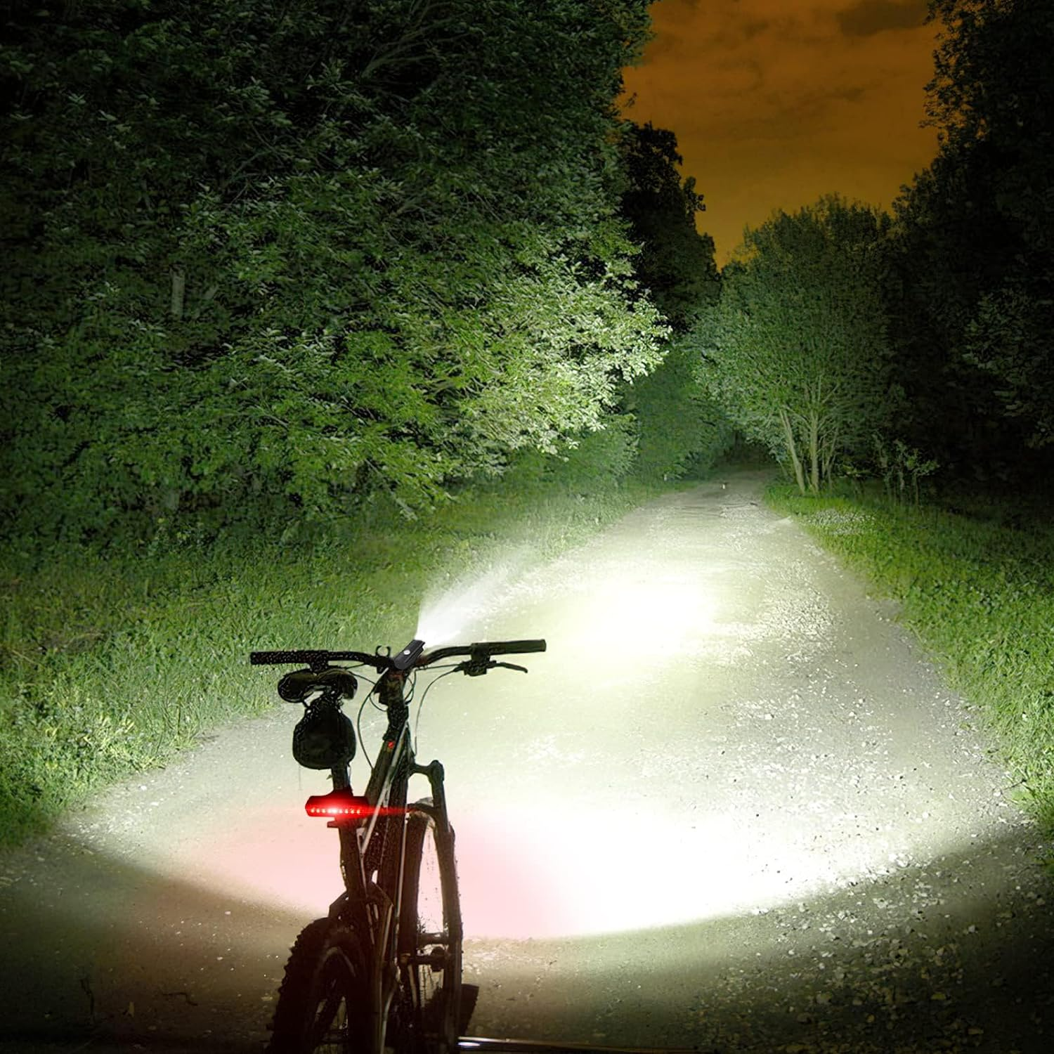 Rechargeable USB Bike Lights Set Waterproof Bike Headlight & Tail Light Set for Men Women Kids Road Mountain Cycling Night Riding image number 1