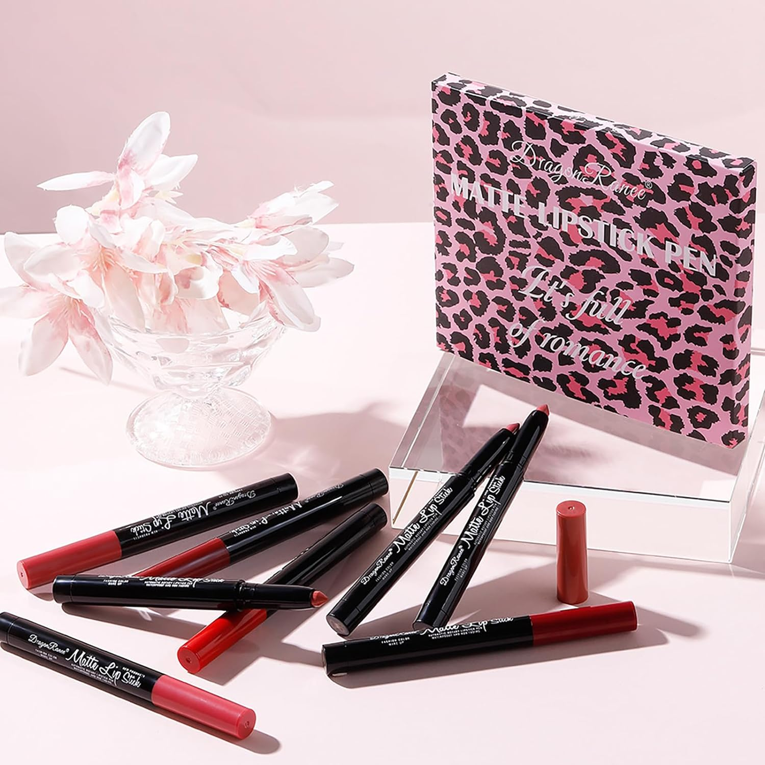 Roseflower 12 Colors Lipsticks Set, Matte Lipstick with Gift Box, Velvet Nude Lipstick Pen with Pencil Sharpener Automatic Lip Liner Set Waterproof Lip Tint Makeup Set Kit Lip Makeup for Women image number 6