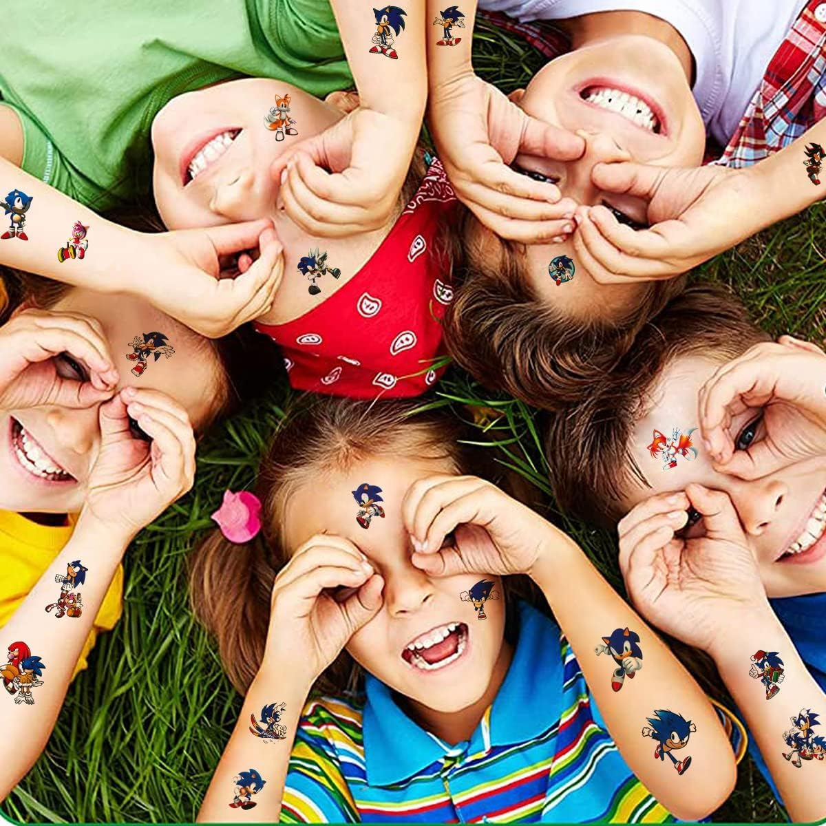 Sonic Temporary Tattoo, 8 Sheets Cute Temporary Tattoos for Kids, Birthday Party Supplies Cartoon Fake Tattoos Stickers Party Favors for Kids Boys Girls image number 3