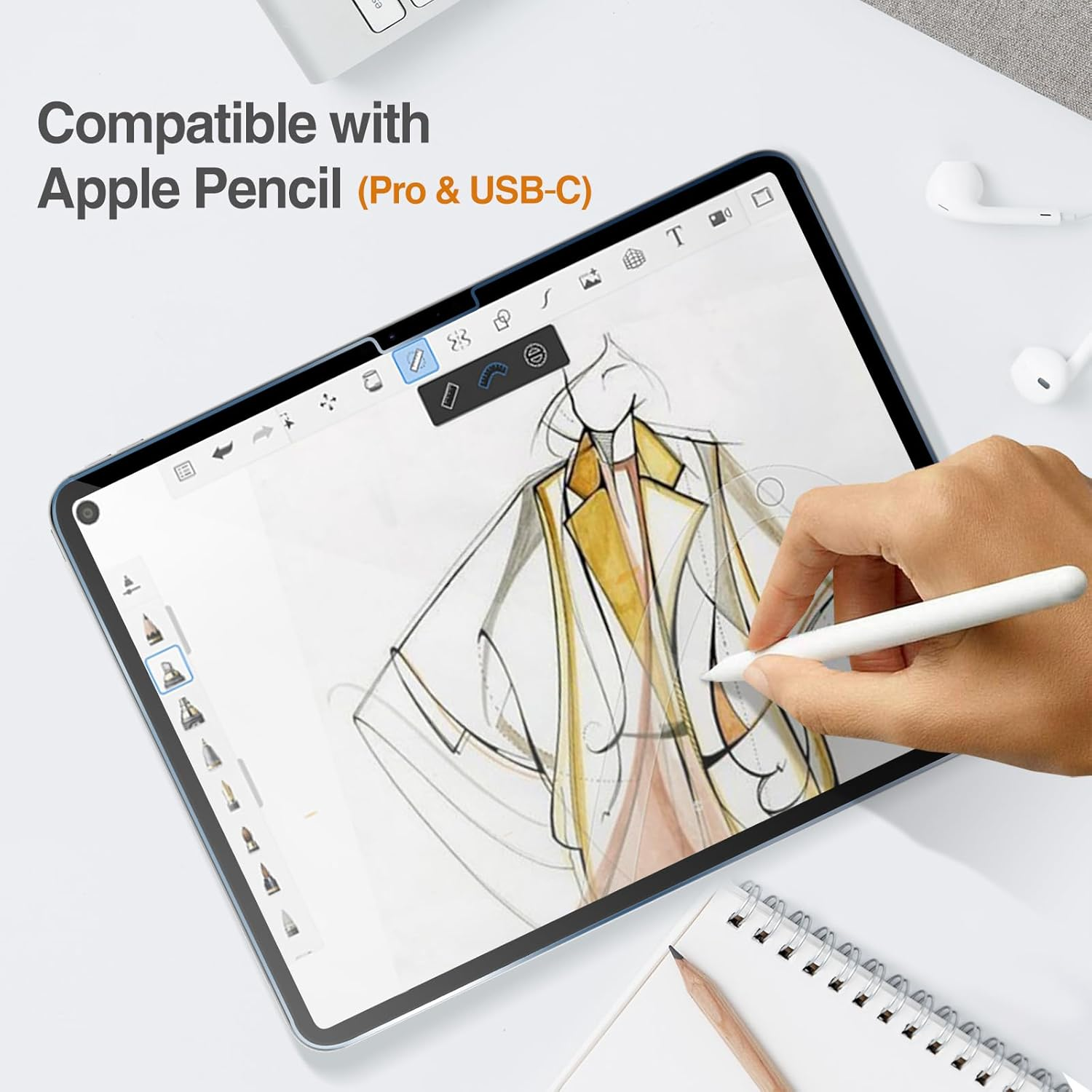 Procase 2+2 Pack Screen Protector for Ipad Pro 11 Inch 2025/2024 (M5/M4) with Camera Lens Protector, Tempered Glass Film for Ipad Pro 11" -2Clear image number 2