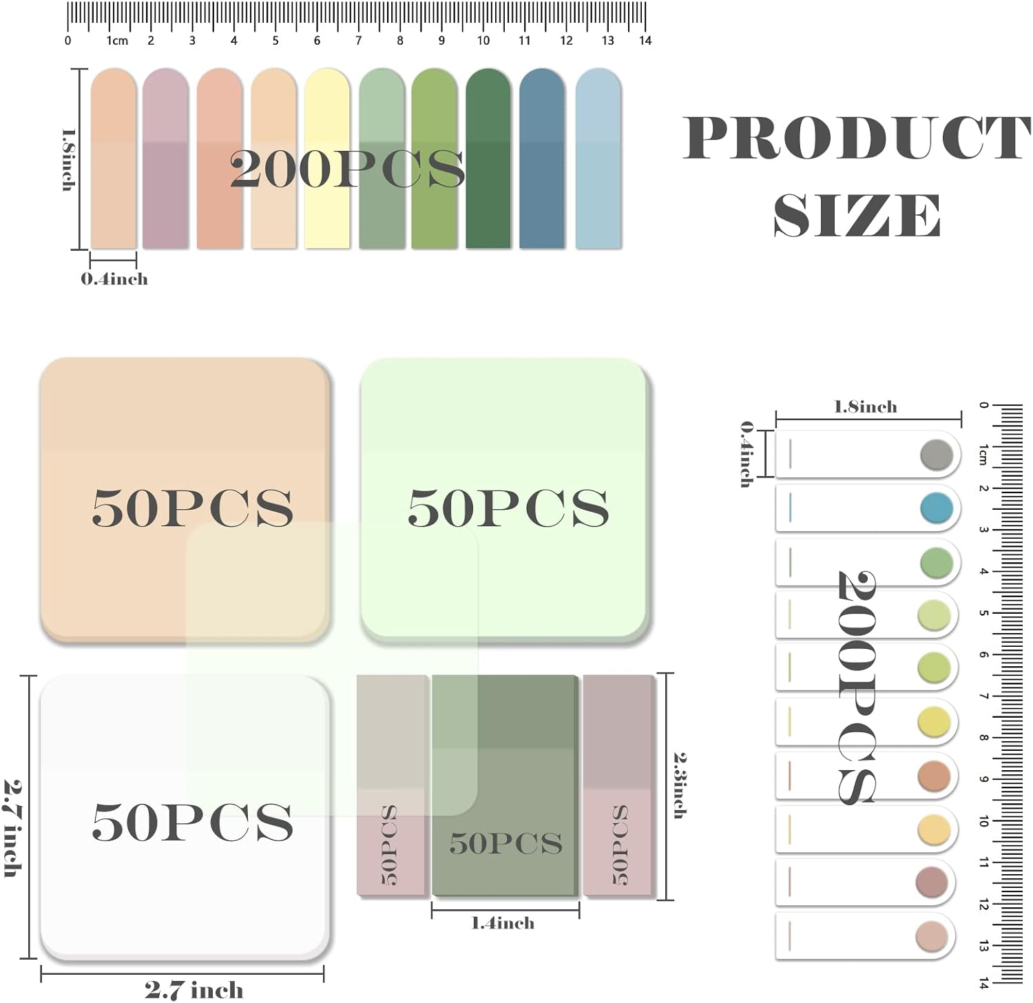 BAYTORY 700 Sheets Pastel Transparent Sticky Notes, Clear Waterproof 3 X 3 Inch See through Memo Pad, Self-Adhesive Translucent Writable Index Tabs for Annotating Books, Study Stationary Supplies - Arc-Angle Morandi image number 5
