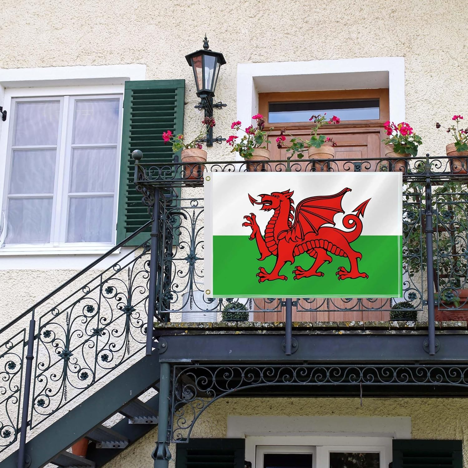 2&times;3 FT Welsh Flag,60&times;90 Medium Size Welsh People National Decor,Double Side Digital Printed 150D Polyester Banner with Canvas Header Brass Grommet image number 1