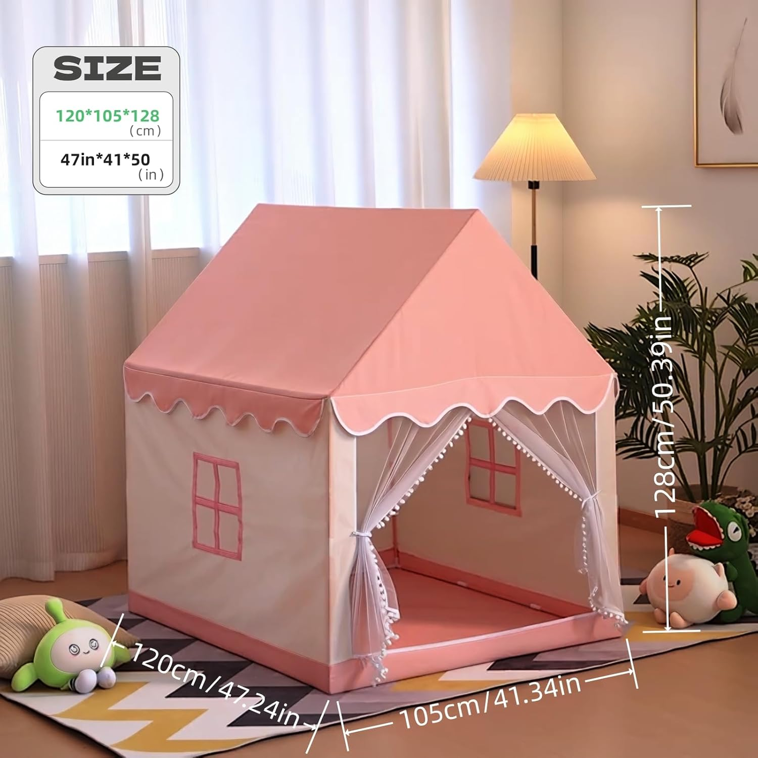 Princess Tent for Girls, Kids Play Tent with Star Lights, Large Playhouse, Pink Princess Castle, Girls & Boys Toy Gifts image number 1