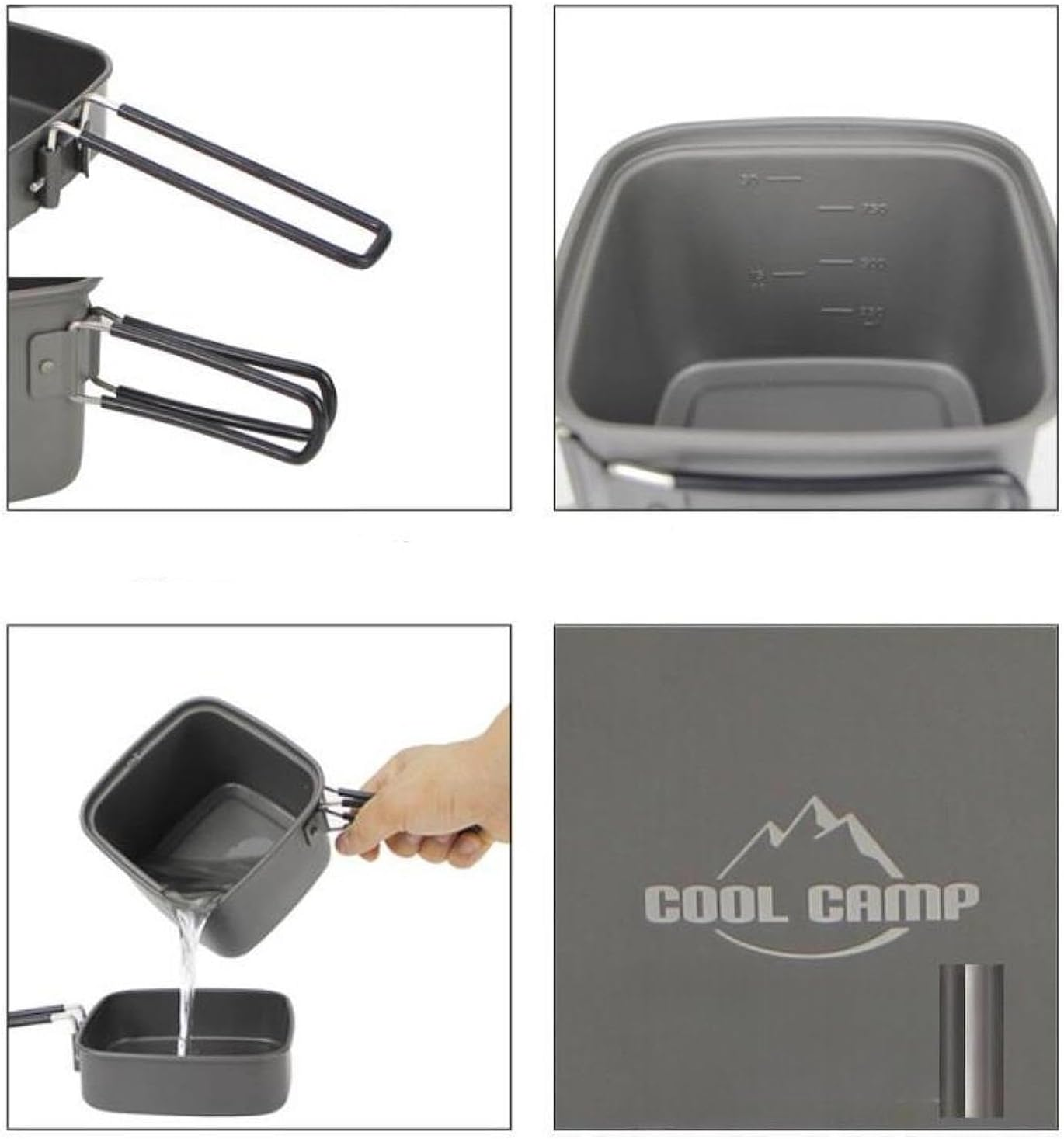 Generic Camping Cookware Mess Kit Outdoor Cooking Pots Portable Backpacking Barbecue Compact Hiking Cooking Utensils Set Frying Pan image number 3