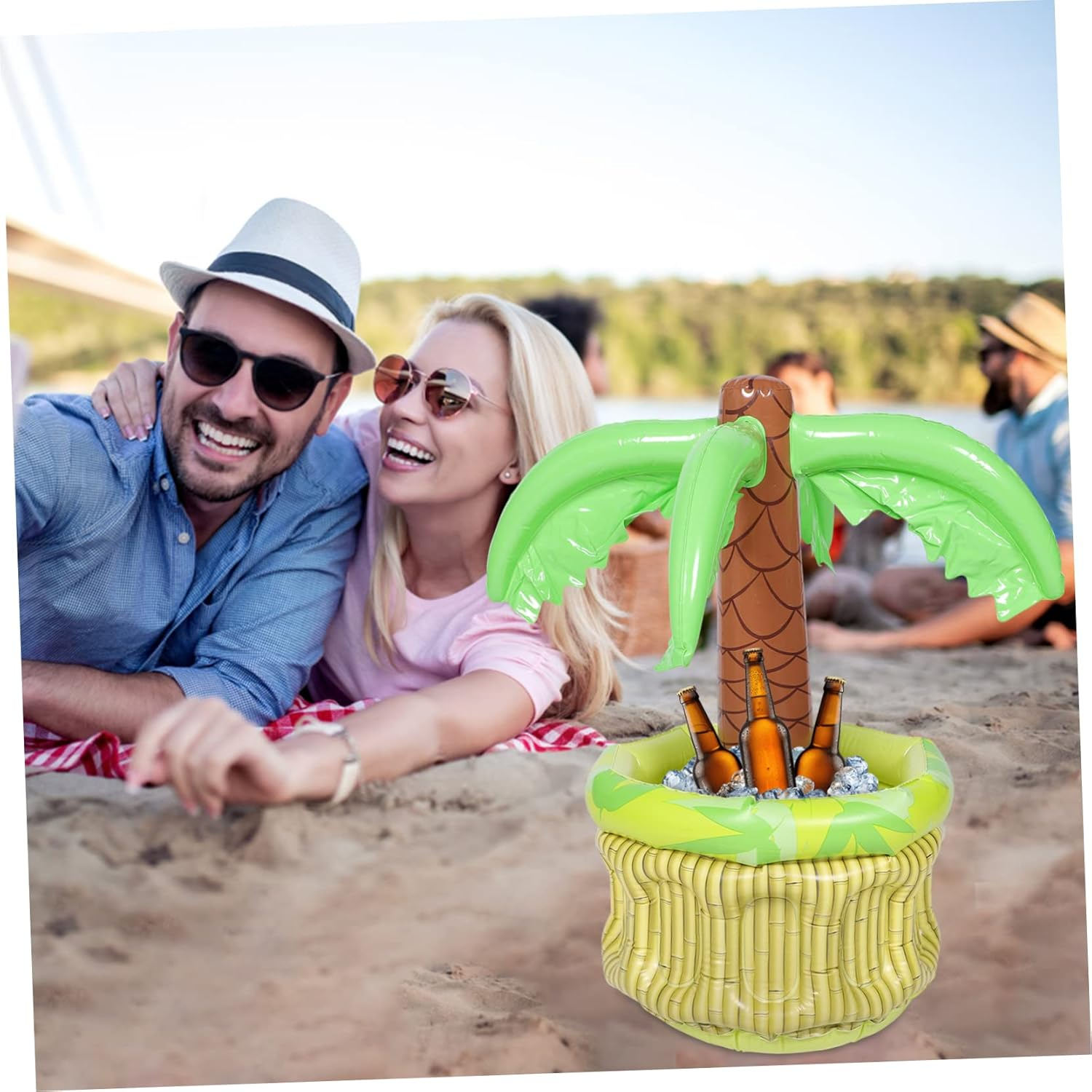 Coconut Palm Shape Ice Bucket Inflatable Beverage Cooler for Summer Pool Decor image number 6