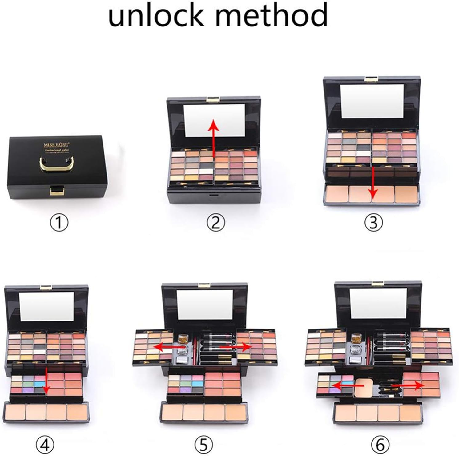 Fantasyday 54 Colours Multifunctional Exquisite Cosmetic Gift Set Makeup Kit for Face, Eyes and Lips - Makeup Palettes Vanity Case with Eyeshadow Palette, Lipstick, Blush, Mascara - 57 Colours image number 3