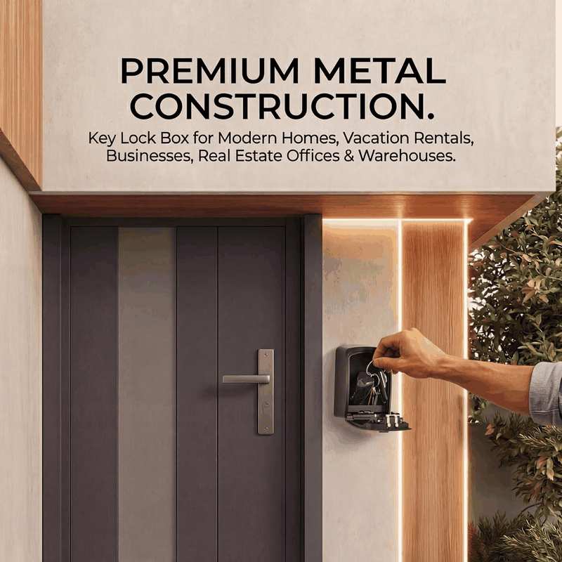 Iron Lock&reg; - XXL Key Lock Box Wall Mount for Keys 4 Digit Combination with Resettable Code with a B Switch Extra Large Lockbox Indoor Outdoor Waterproof Big Key Lock Box House Spare Keys Hide a Key image number 3