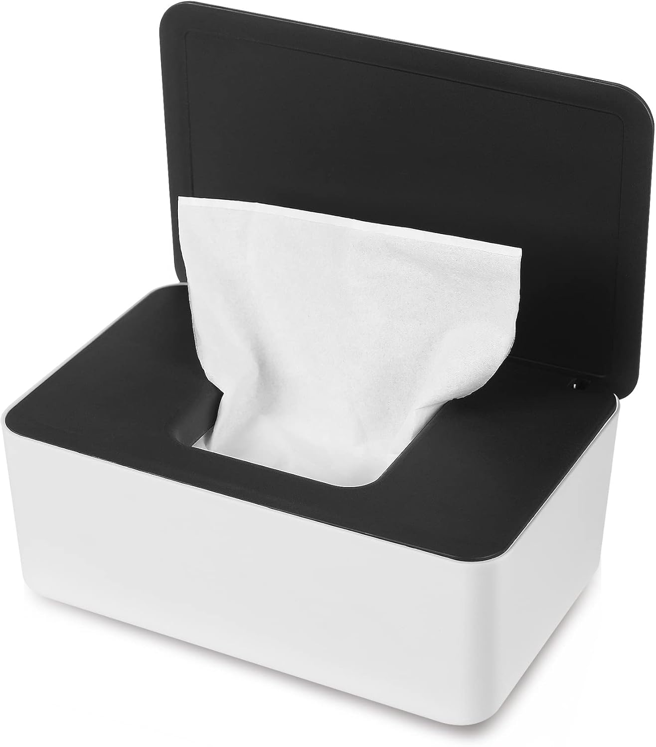 NOVWANG Wipes Dispenser Large Capacity Baby Wipes Holders Case Keeps Wipes Fresh Wipes Container with Silicone Non-Slip Pad, Dustproof Tissues Wipes Case with Lid (White-Blue)