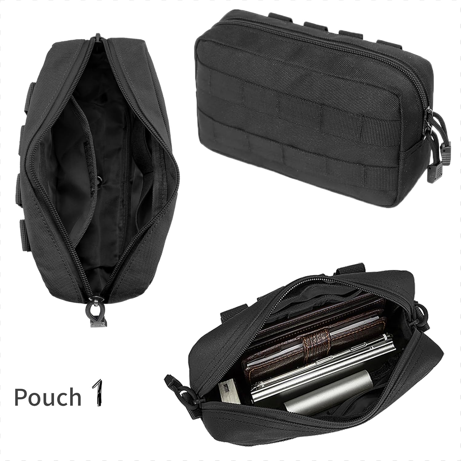 Tactical Car Seat Organiser of 3 Molle Pouches, Small Tactical Molle Pouch Utility Organizer Bag for Backpack image number 6