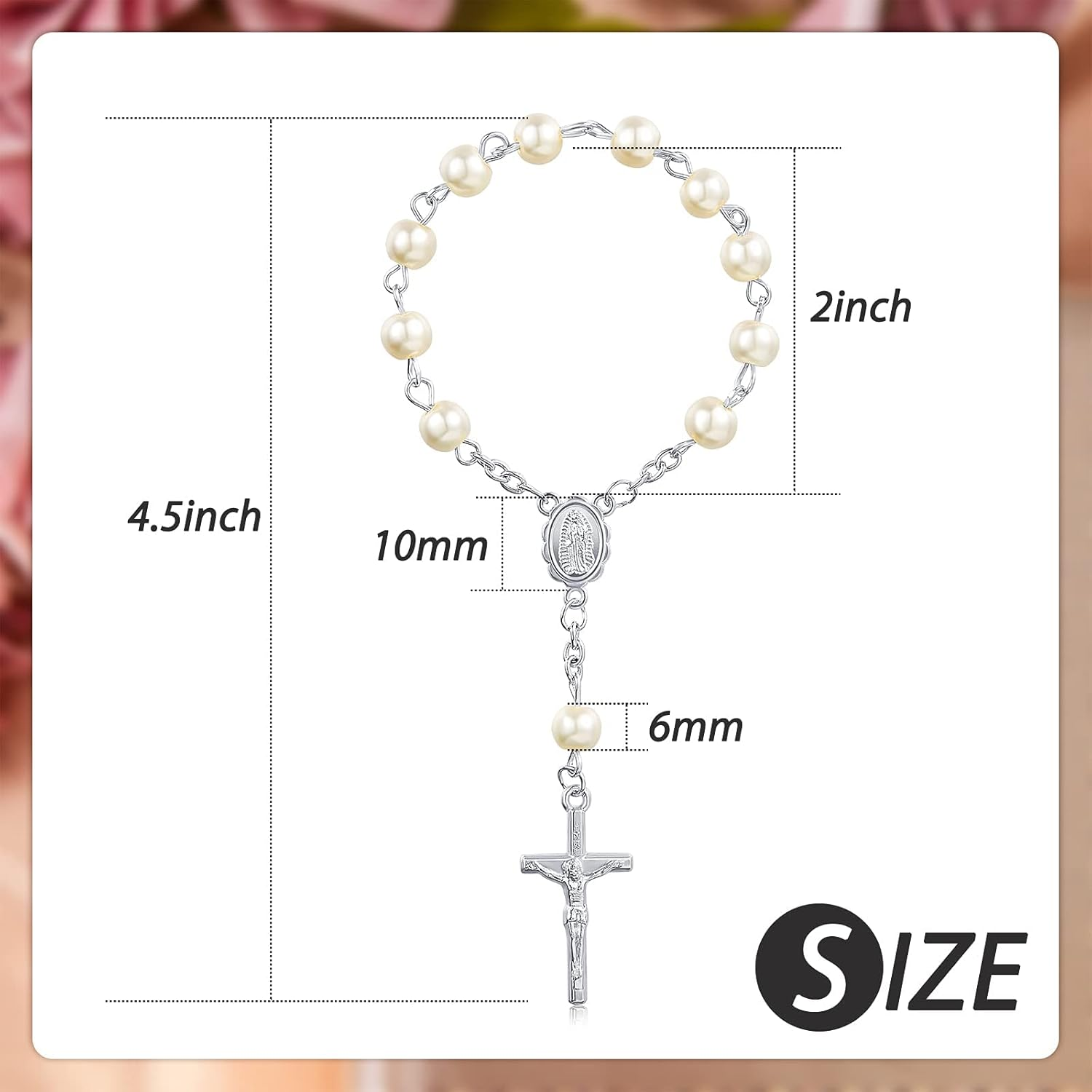 30Pcs Baptism Rosary Beads Finger Baptism Rosaries Faux for Baptism Favors Favors Communion Favors image number 5