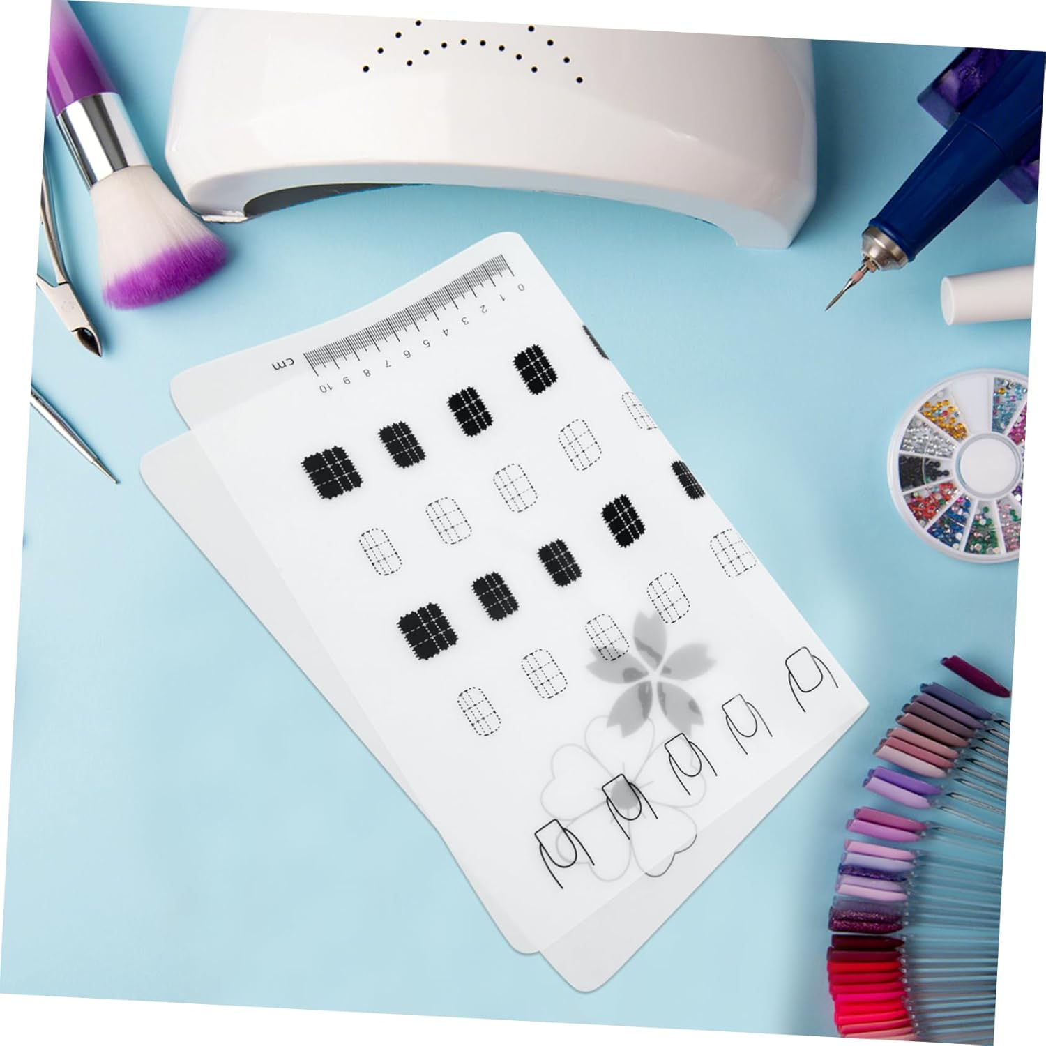 Nail Art Practice Pad Flexible Nail Kids Nail Painting Mat Manicure French Practice Nail Art Hand Nail Art Practice Hand Nail Drawing Pad Nail Practice Mat White image number 2