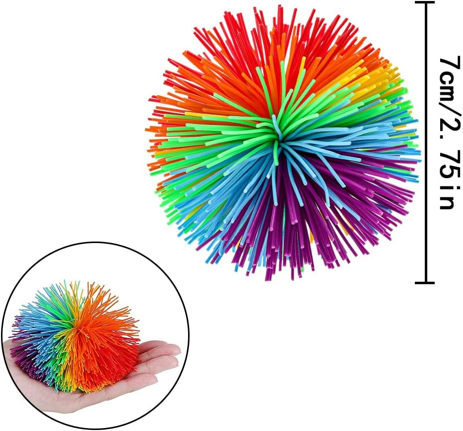 Color Stringy Balls, 4 Pcs Colorful Silicone Ball for Calming, Relaxing, Autism Children, Birthday Party Toy, Gift(7Cm/2.76In) image number 2