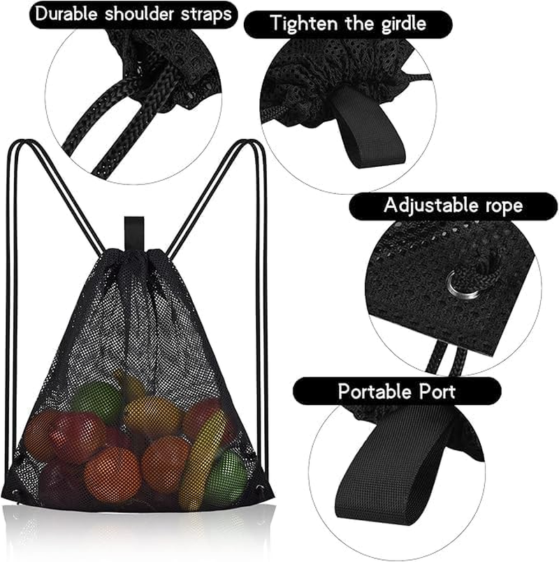 Large Mesh Beach Bag with Drawstring - Gym Backpack for Sports and Outdoor Activities image number 1