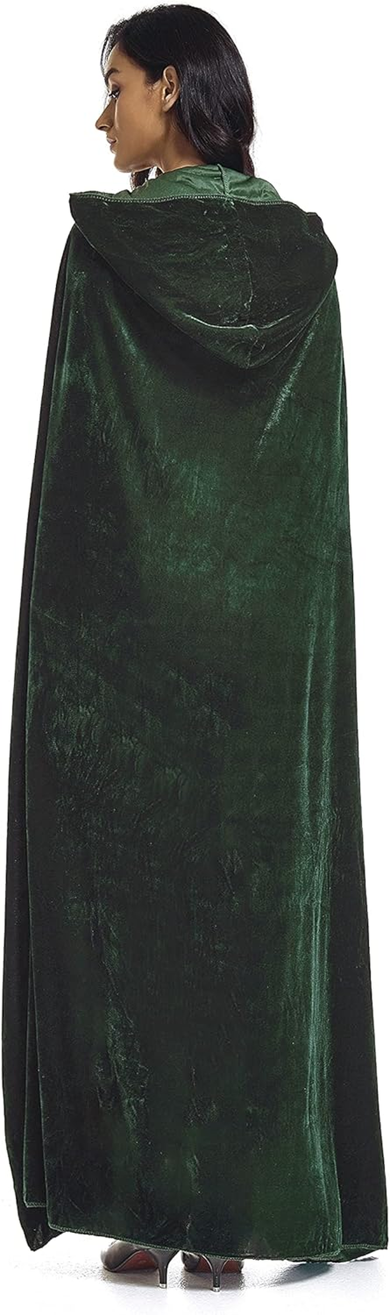 Velvet Cloak, Adult Hooded Cloak Velvet Cape Halloween Witch Costume for Men and Women Cosplay Costumes 59Inch image number 1