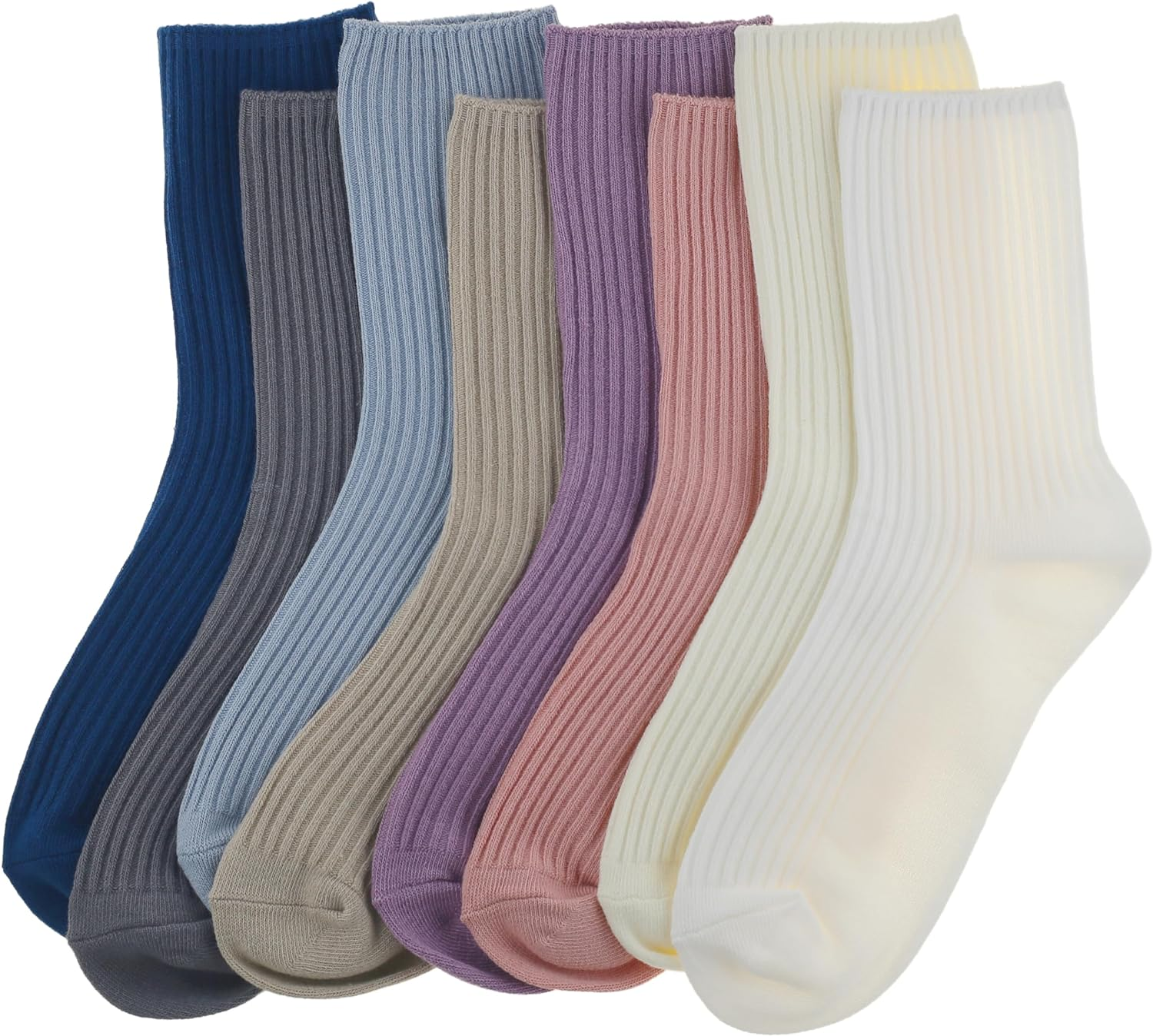 ACCFOD Womens Cute Crew Socks Casual Athletic Aesthetic Socks Neutral Cotton Socks for Women Granola Girls Clothes