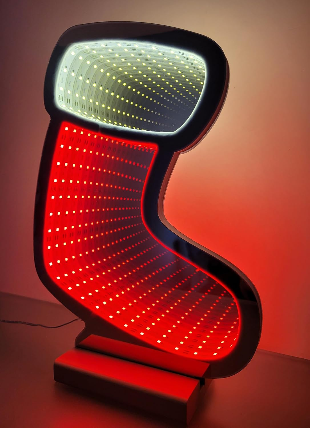 Brandsseller LED 21.5 X 7 X 30 Cm Christmas Boots Infinity Effect Timer Function Illuminated on Both Sides Window Decoration X-Mas IP20-3 M Cable Including Stand for Indoor Use