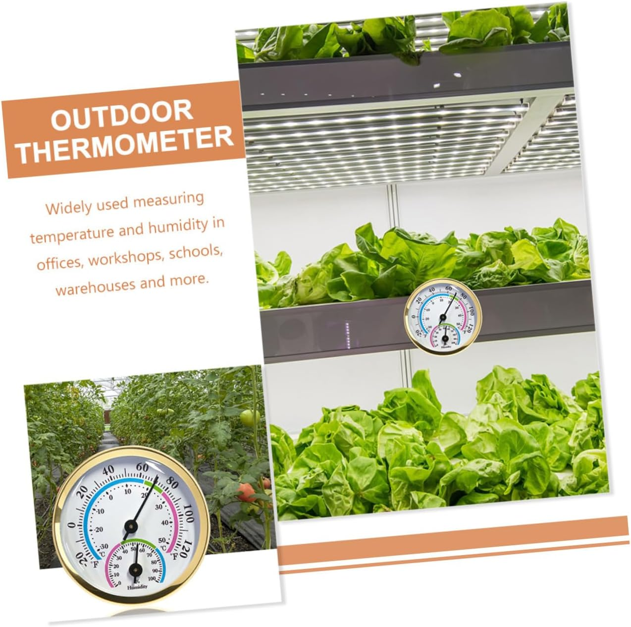 Generic 2Pcs Temperature and Humidity Gauge Multi-Functional Thermometer for Garden Outdoor Use Accurate Thermometer image number 4