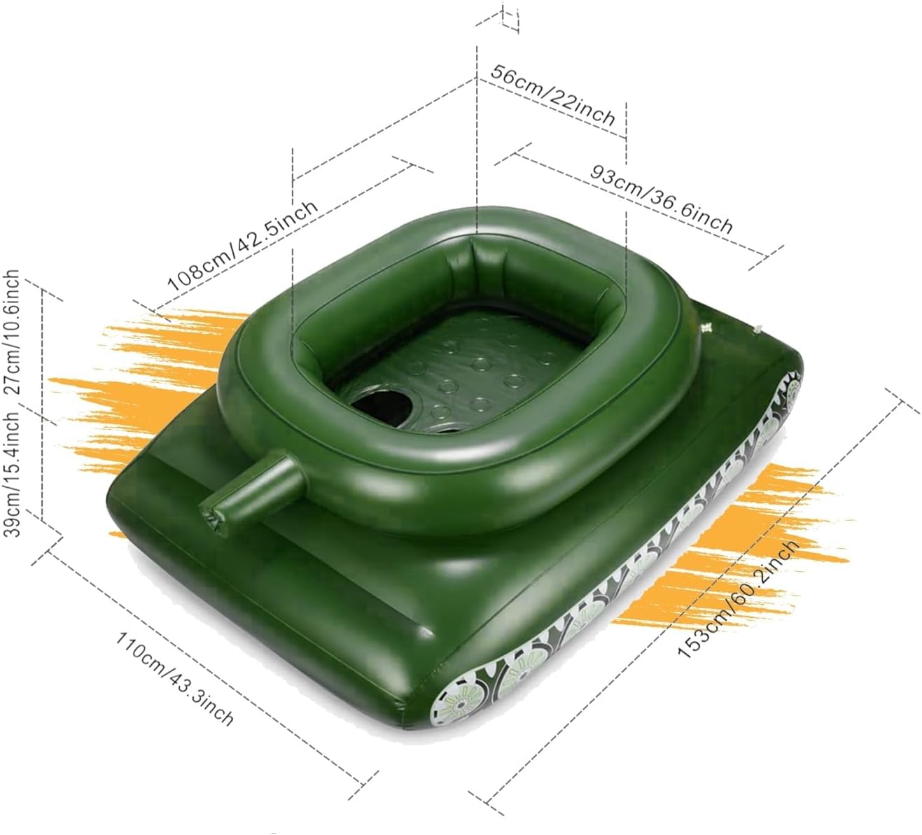 Tank Floaties with Built-In Water-Gun Multiplayer Swimming Pool Toys for Kids Adult Resistant PVC for Poolside Pool Float for Poolside Beach-Party Lake Summer Family Water Battle (Green)