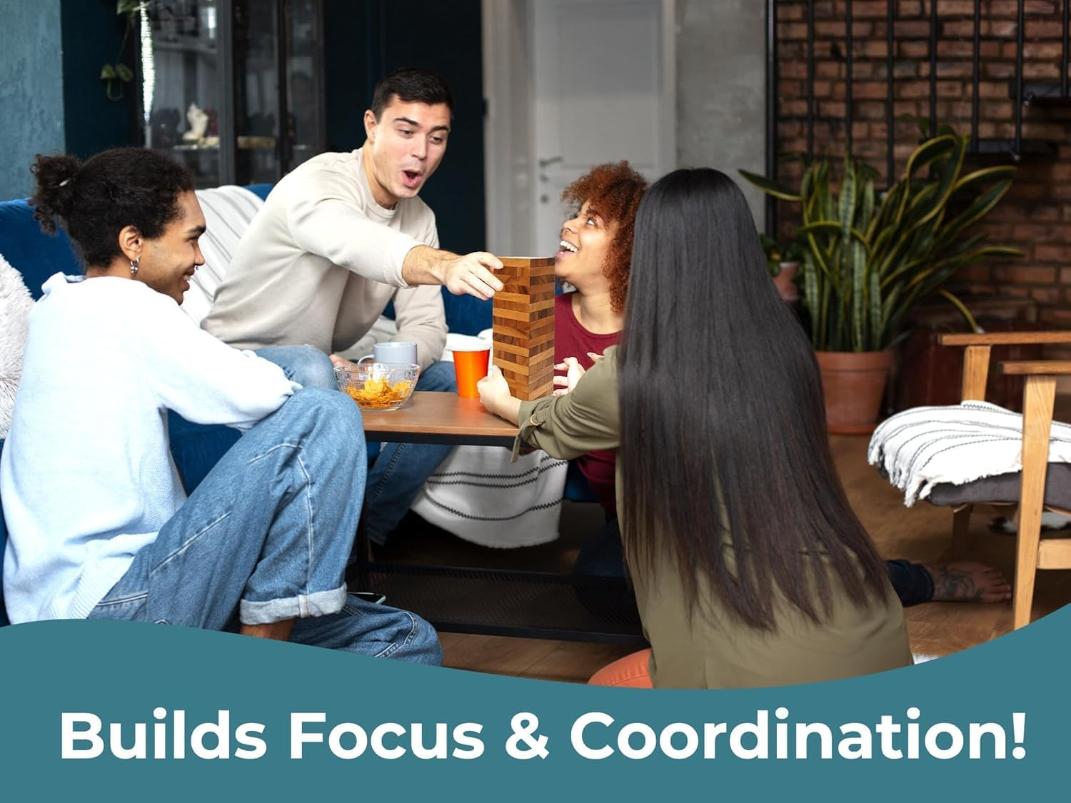 Walnut Wooden Tumbling Tower Game- Ideal for Party, Building, Camping, Outdoor Games for Adults, Classic Stacking Block for Challenging Your Skills image number 5