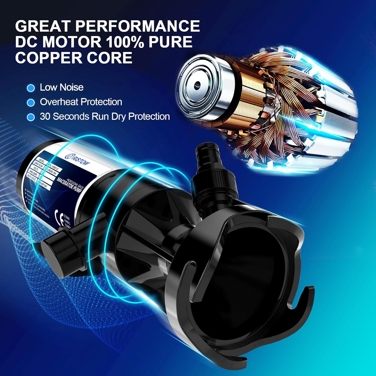 RV Macerator Pump 12V, 12GPM Waste Water Self-Priming Sewer with Garden Hose Discharge Port, Quick Release Sewage image number 5