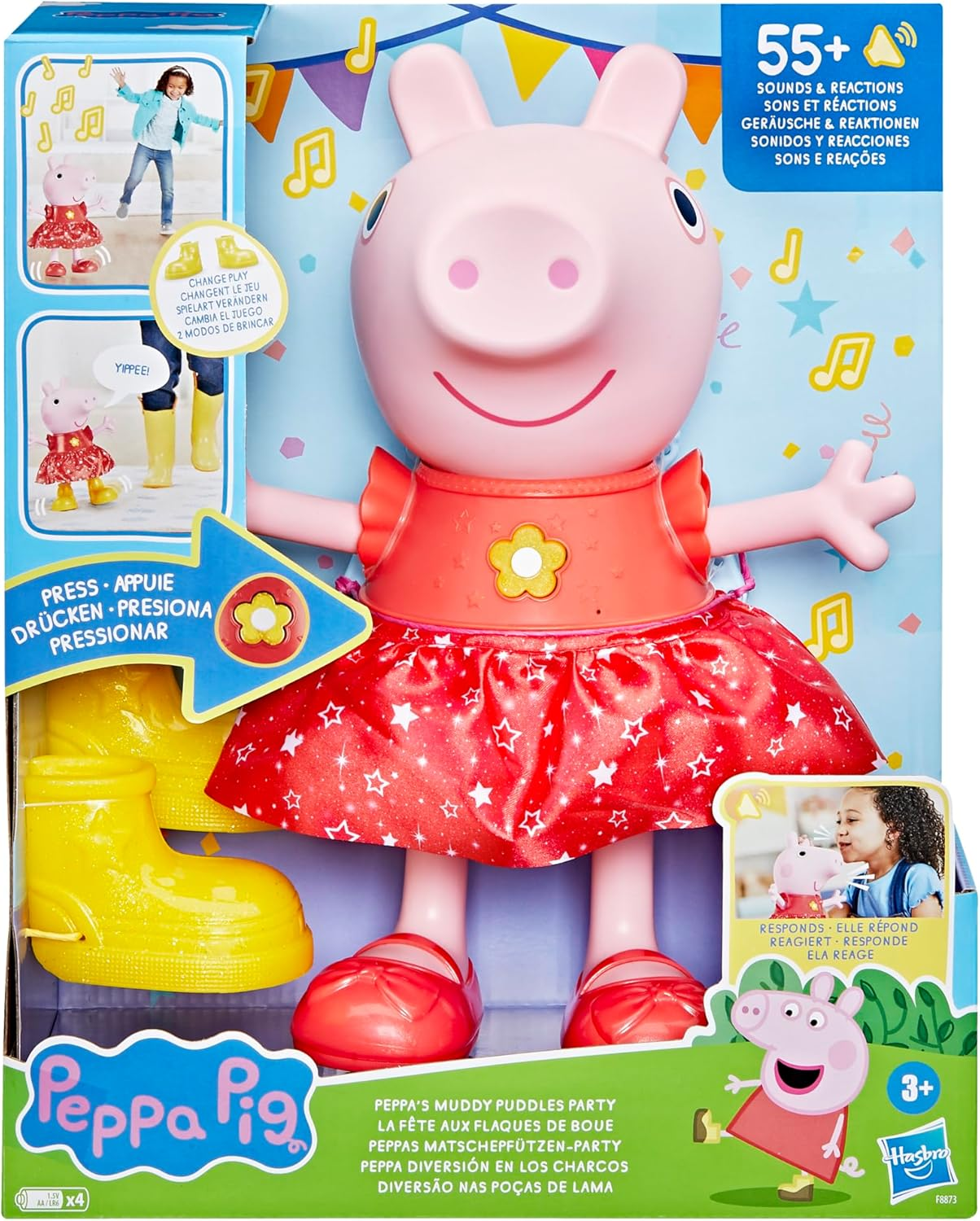 Peppa Pig Peppa&rsquo;S Muddy Puddles Party Singing and Dancing Doll, Interactive Electronic Preschool Toys, Learning Toy for Boys & Girls Ages 3+ image number 4