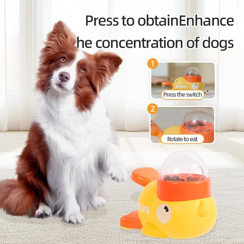 2-In-1 Dog Interactive Slow Feeder, Washable Automatic Dog Feeder Toy, Duck-Shaped Design Dogs Treat Dispenser Toy with 3 Food Outlet Size, Dogs Slow Eating Bowl for Pets Puppy image number 5
