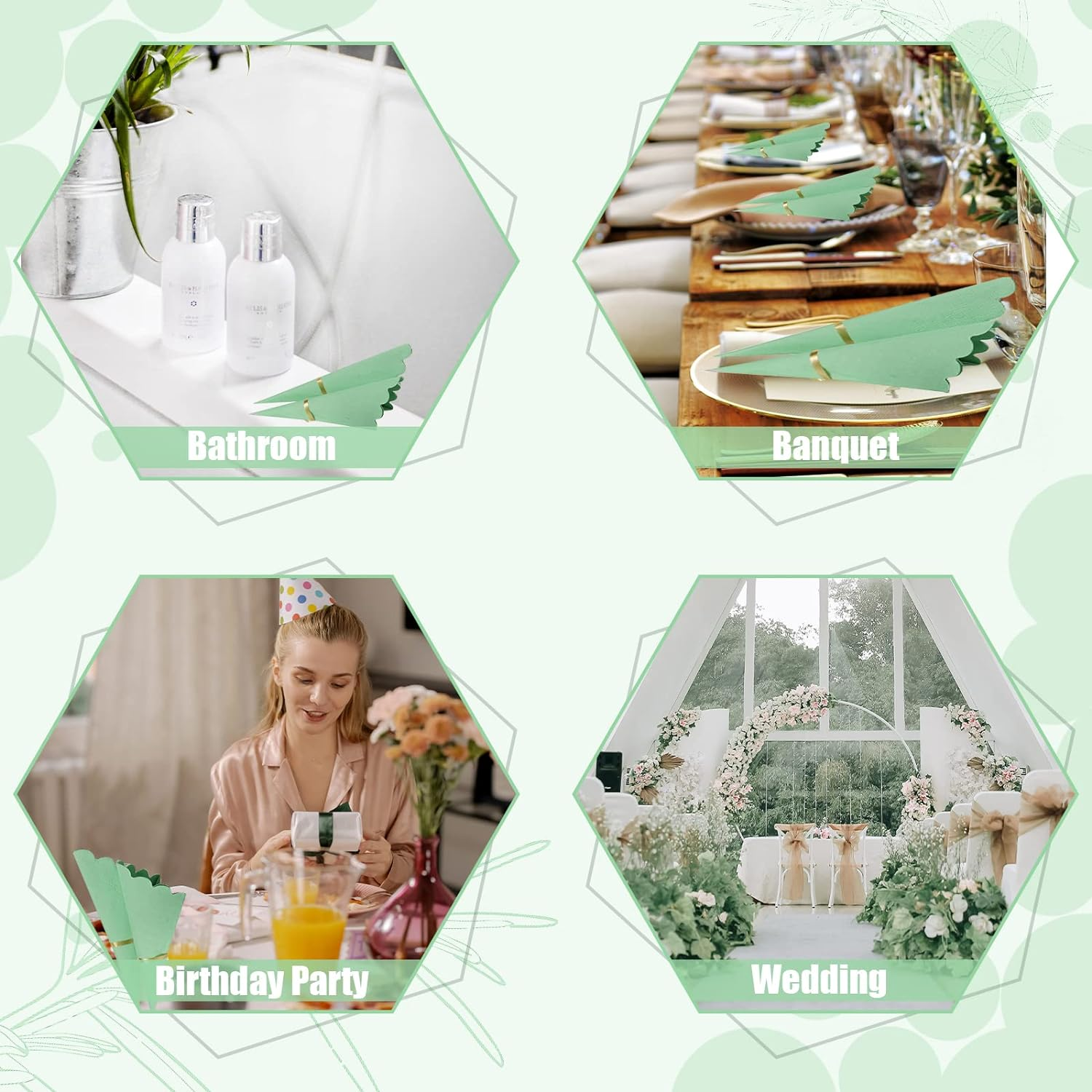 SAVITA 100Pcs New Sage Green Napkins, 10X10 Inch Scalloped Sage Green Paper Cocktail Napkins Disposable Party Sage Napkins for Wedding Birthday Party Dinning Supplies image number 1