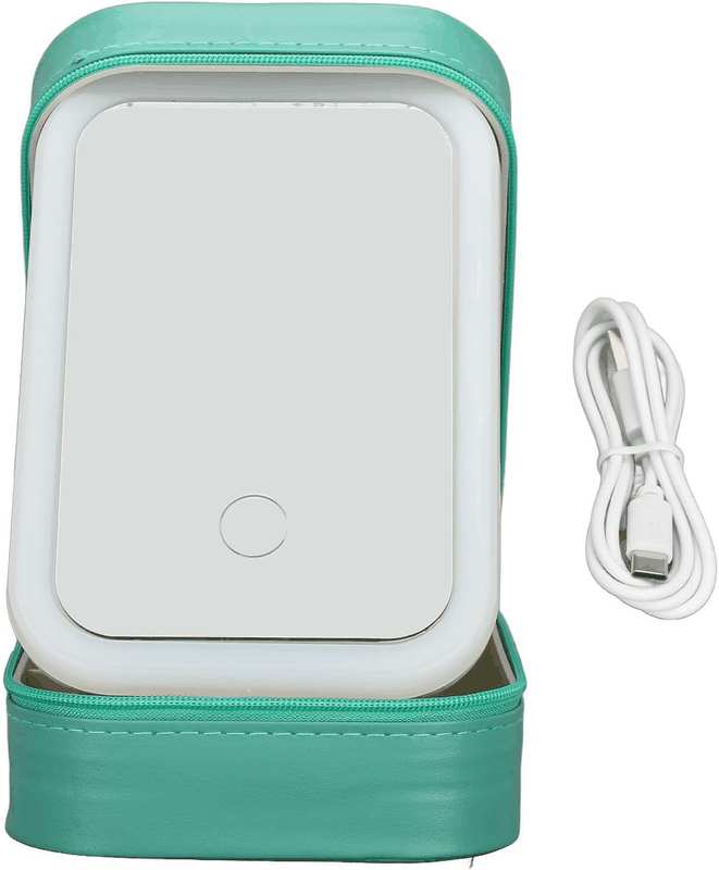 Jewelry Storage Box, LED Mirror Leather 3 Color Adjustable Lighting Travel Makeup Box for Eyebrow Pencil (Green) image number 6