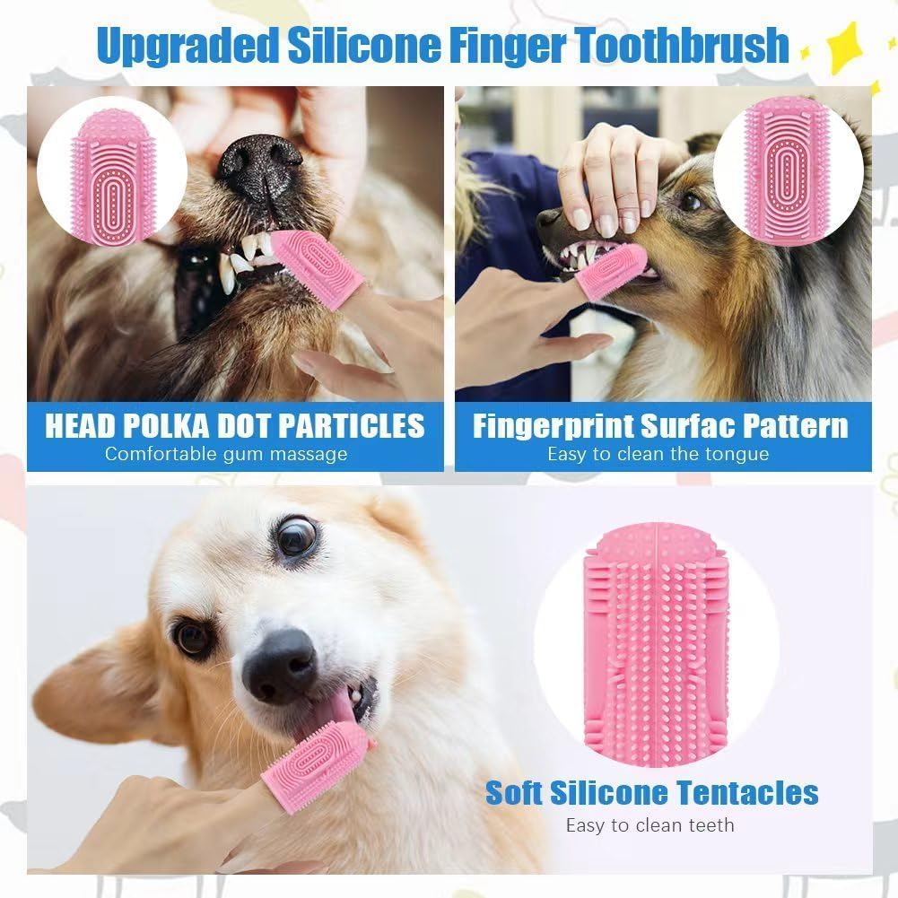 THJOPOKEEL 8 Pack Dog Toothbrush Finger Toothbrush, 360&ordm; Dog Tooth Brushing Kit, Dog Finger Toothbrush for Dog Teeth Cleaning and Dog Dental Care Dog Tooth Brush Dog Toothbrush Kit Pet Toothbrush