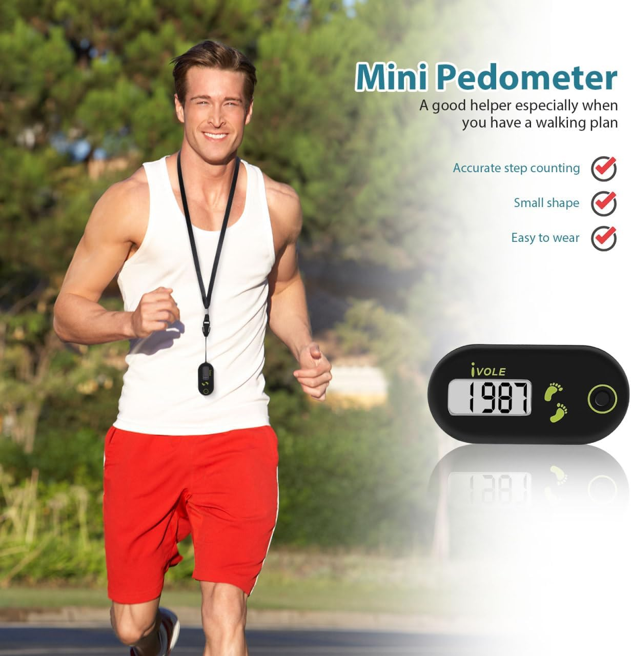 Toddmomy Pedometer for Walking, Step Counter Lady Tools Electronic Step Tracker for Seniors Pedometer Clip on Tracking Device Sporting Goods image number 5