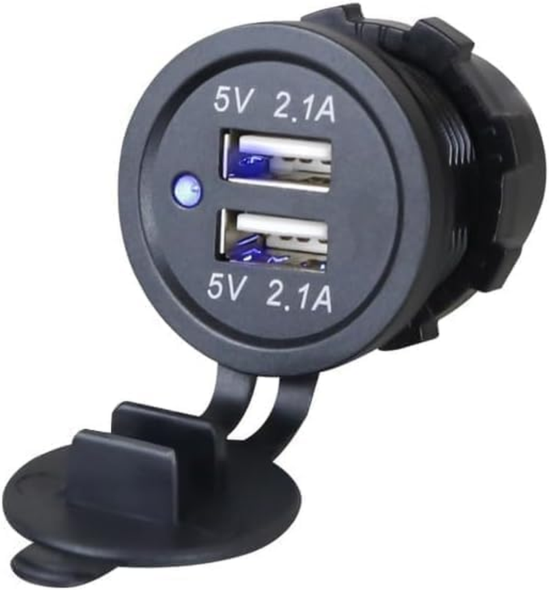 12V USB Outlet, 12V/24V Dual USB Car Socket Charger Charging Ports for Car Motorcycle Cigarette Lighter image number 4