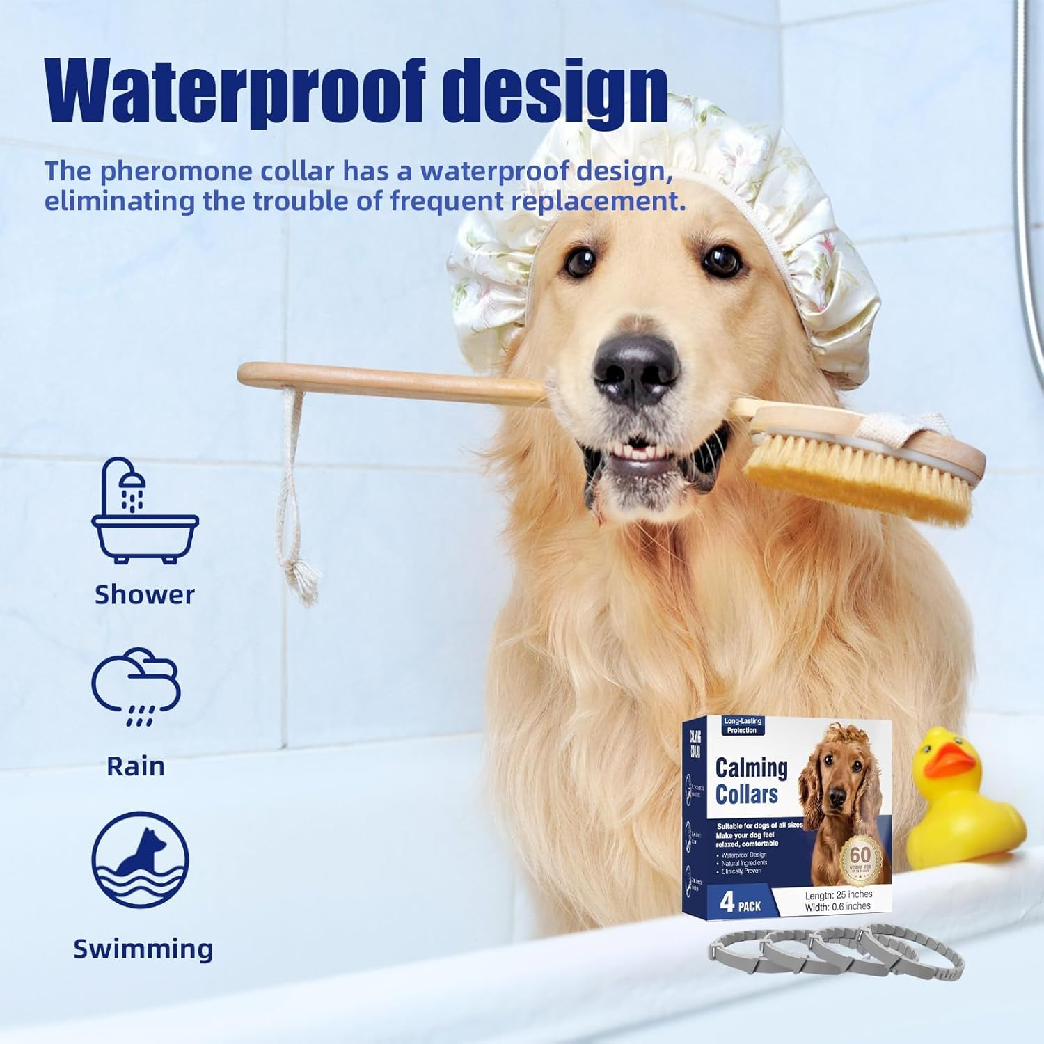 Calming Collar for Dogs, 4 Packs Dog Calming Collar, Pheromone Collar for Dogs, Relief Anxiety Stress Separation, Lasts 60 Days, 25 Inches Size Flexible Adjustable, for All Small Medium and Large Dog - Grey image number 4