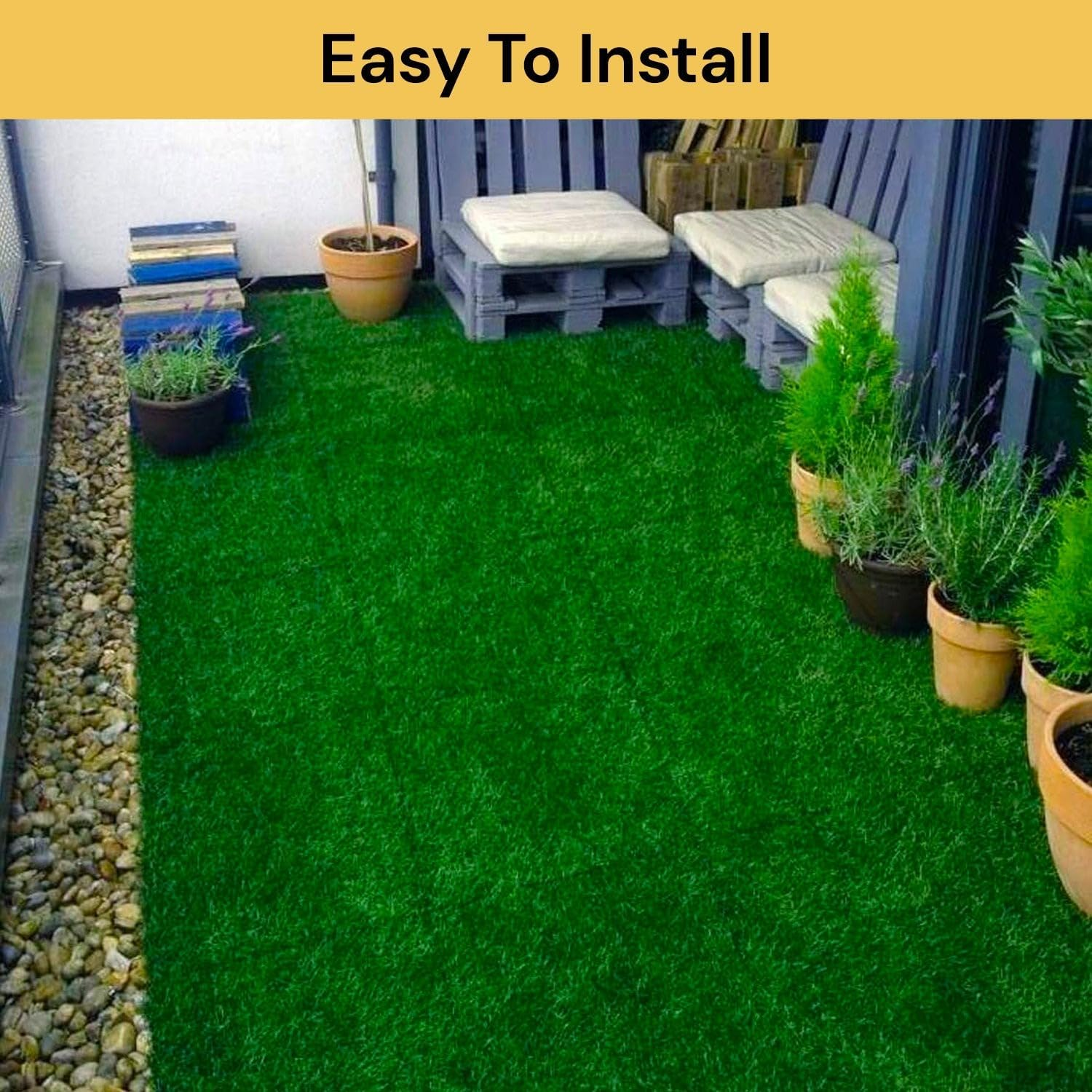 EZONEDEAL 1Pcs Artificial Grass Turf Tiles Interlocking - Artificial Turf Grass Rug,Fake Grass Decor Self-Draining Mat for Pet Dog Indoor/Outdoor Flooring Decor 12''X12'' (1) image number 6