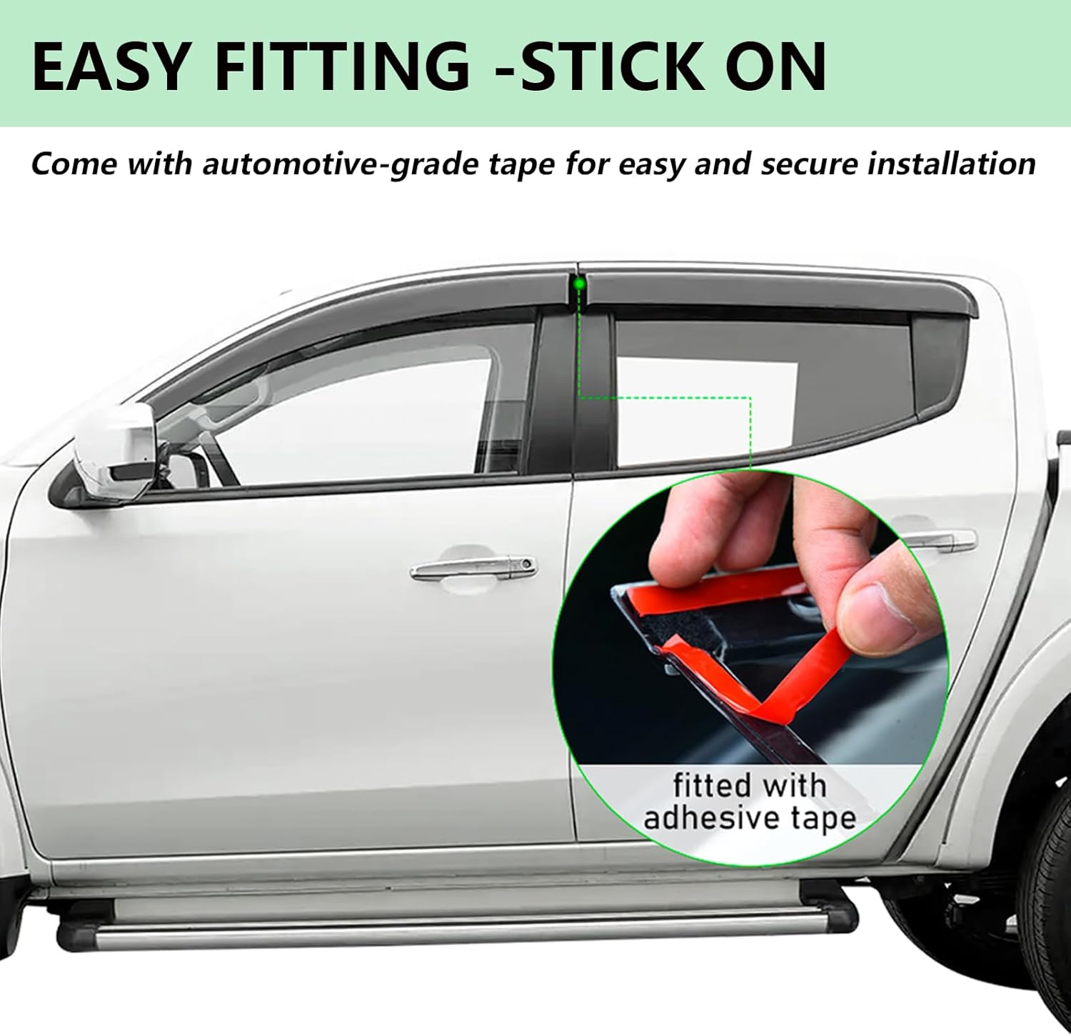 Weather Shields for Mitsubishi Triton MQ MR Accessories 2015-2024 Dual Cab, Window Visors Wind Deflectors Weathershields Car Sun Rain Guard Shield Injection Tinted Black, 4PCS image number 4