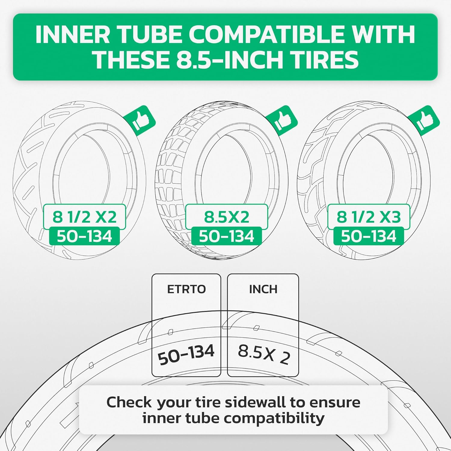 MOOVMOOV E-Scooter Tube 8 1/2 X 2 Inch (X2) - Angled Valve 45/45 - Compatible with 8 &frac12; X 2 (50-134) or 8.5 X 3.0 E Scooter Tyres - Universal with Premium Quality with Curved Valve