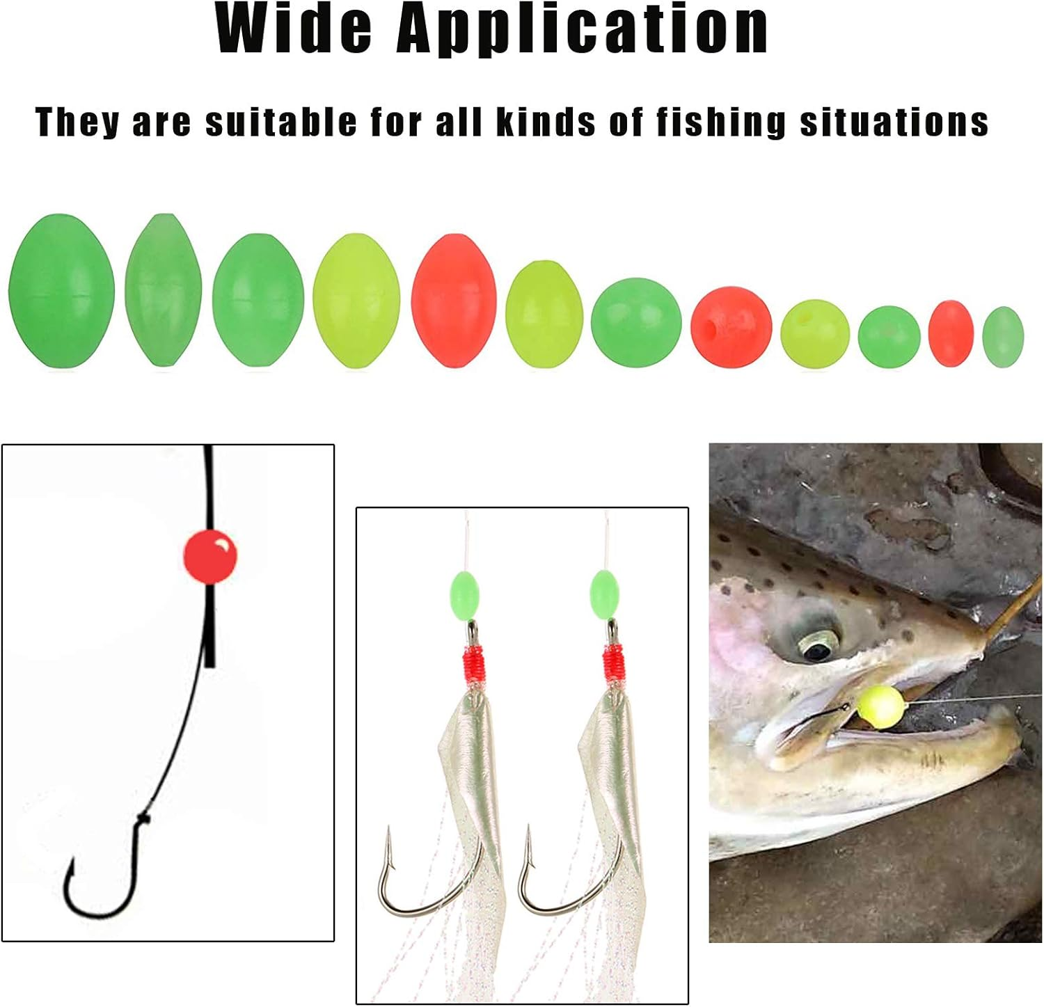 JSHANMEI Fishing Bead 1000Pcs/Box Soft Plastic Luminous Oval Shaped Beads round Beads Fishing Lures Fishing Bead Fishing Tackle Tools Eggs for Rig image number 3