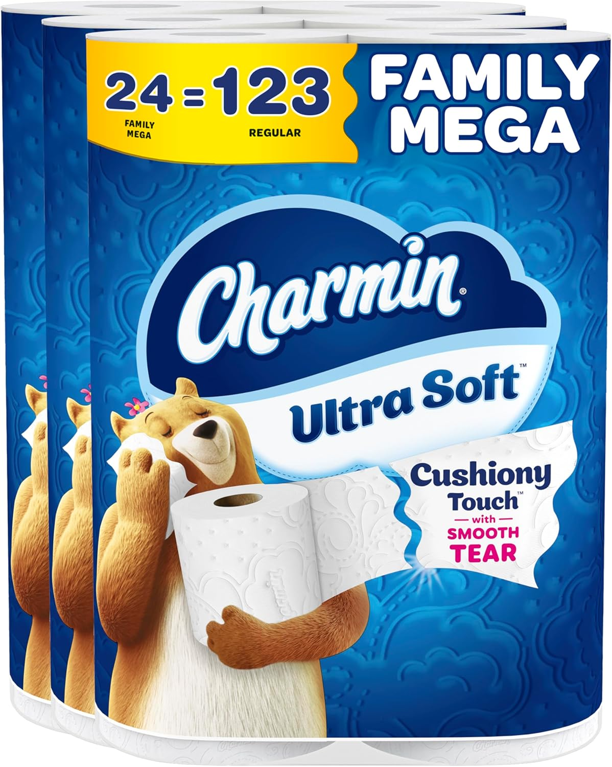 Charmin Ultra Soft Cushiony Touch Toilet Paper, 24 Family Mega Rolls (Equal to 123 Regular Rolls) image number 3