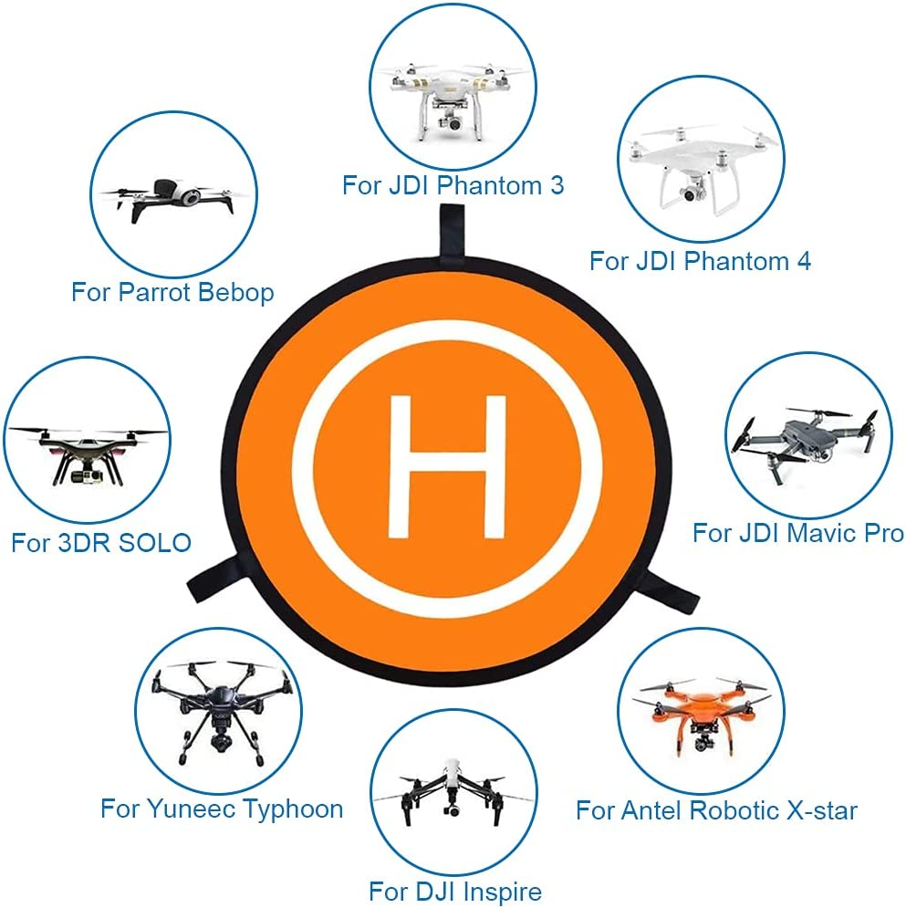 Drone Landing Pad 75Cm/30Inch by MMOBIEL &ndash; Universal Waterproof Pad Double-Sided &ndash; RC Drones Quadcopter Landing Mat &ndash; Universal Compatibility with DJI, Hubsan, Etc. &ndash; Incl. Reflection Tape and Pins image number 1