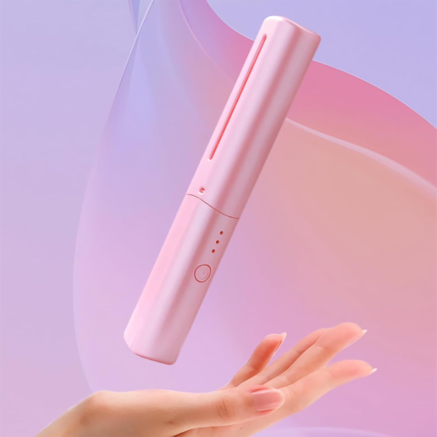 Rechargeable Mini Hair Straightener, Portable Hair Straightener Brush, Cordless Hair Straightener Brush, 2 in 1 Travel Hair Straightener, USB Rechargeable, Instants Heating Quick Hair Styling (Pink) image number 2