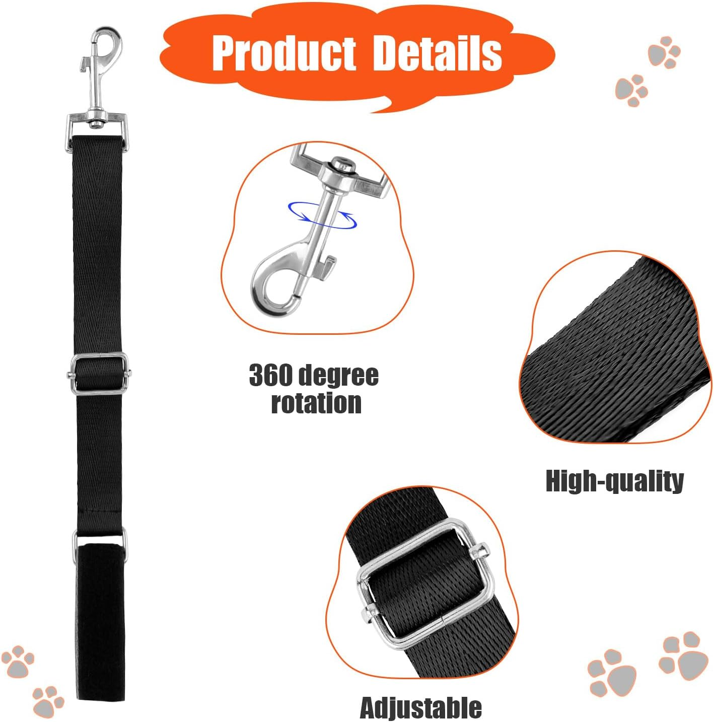 2Pcs Dog Grooming Extender, Adjustable Dog Grooming Extension Nylon Grooming Table Straps for Dog Grooming Leash Table Dog Grooming Arm Accessories (Black, Gray) image number 5
