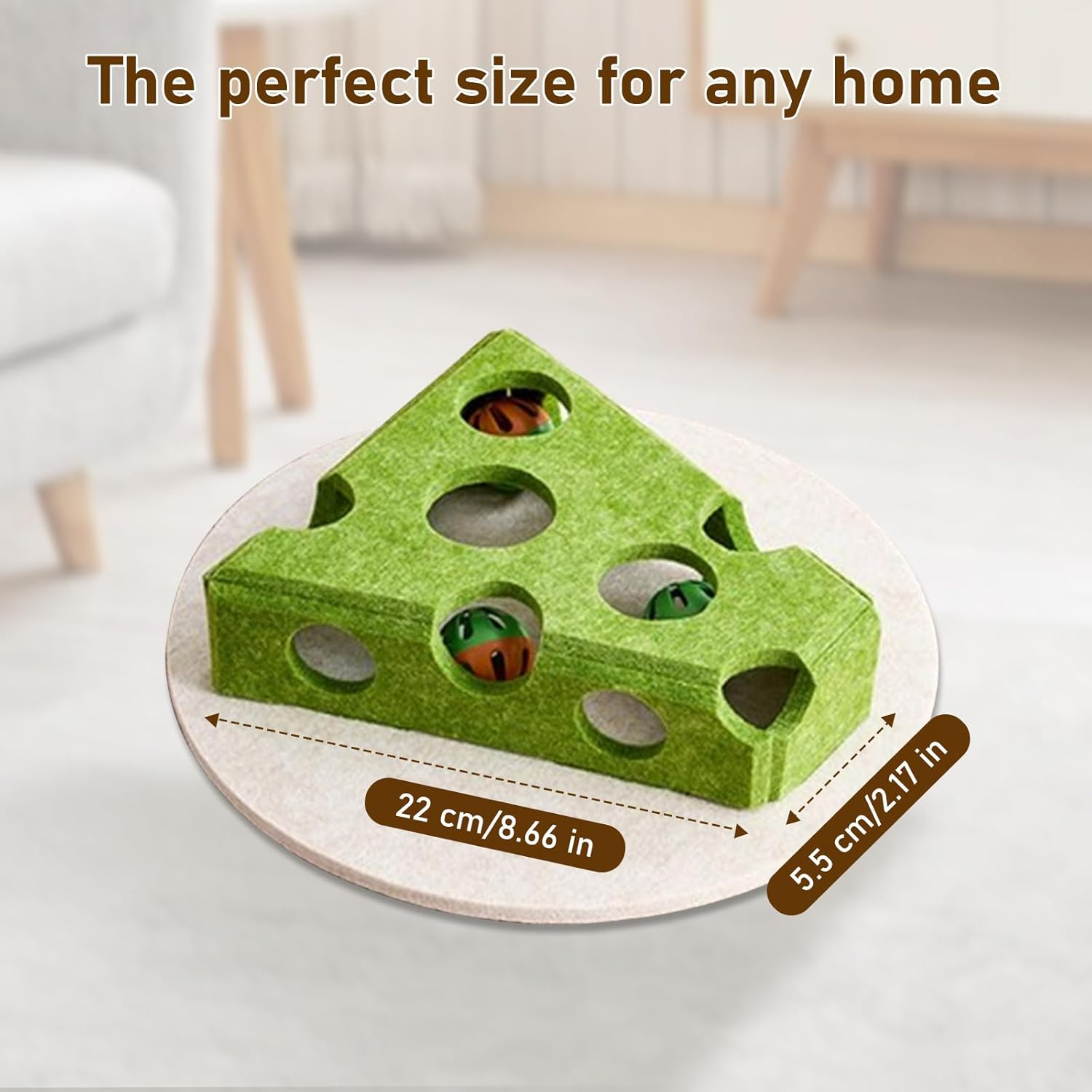Cat Puzzle Toy, Interactive Cat Toys for Indoor Cats, Kittern Ball Toy with Soft Felt Maze Game Puzzle Box - Fun & Stimulating for Indoor Cats - round (Cheese) image number 6