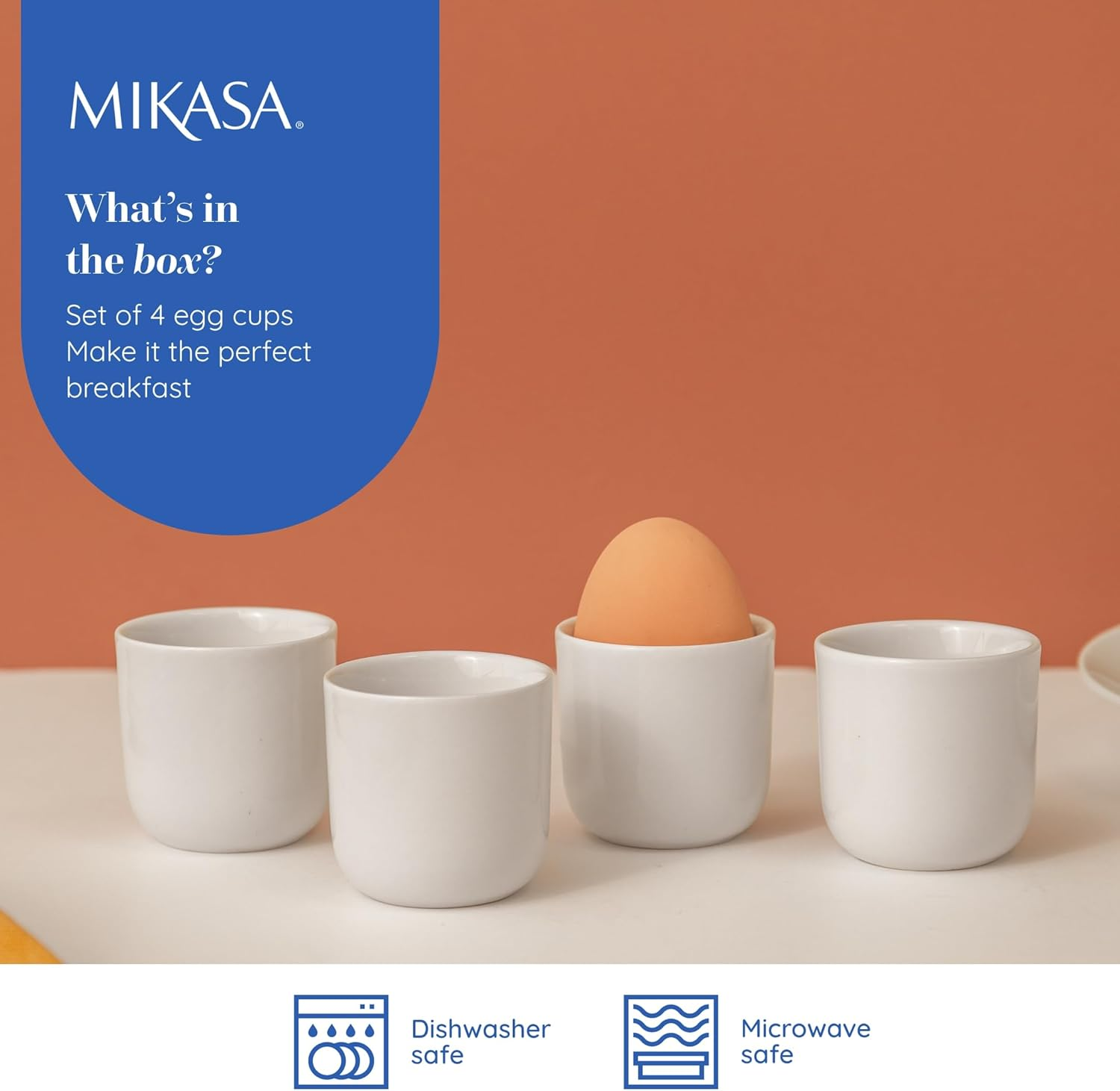 Mikasa Porcelain Egg Cup Set - White, 5Cm (4 Pieces) | Elegant Egg Holder for Soft-Boiled Eggs and Appetizers | Dishwasher Safe Porcelain Egg Cups for Everyday | Serve in Style for Every Occasion image number 6