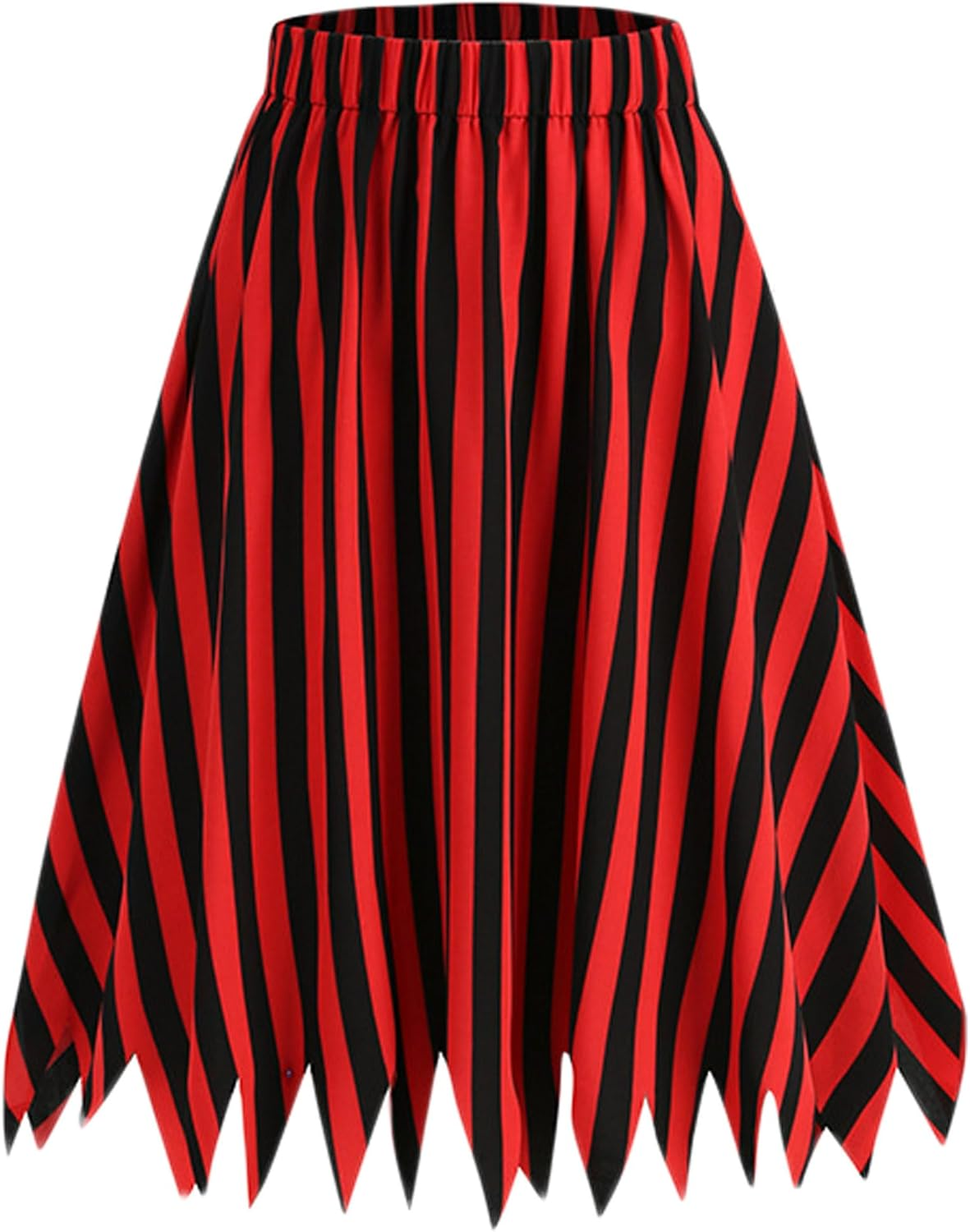 Pirate Costume Adult Halloween Costumes Women Pirate Shirt and Skirt Outfit with Hat Corset Eye Patch Accessories (White-Red Striped, XL) image number 6